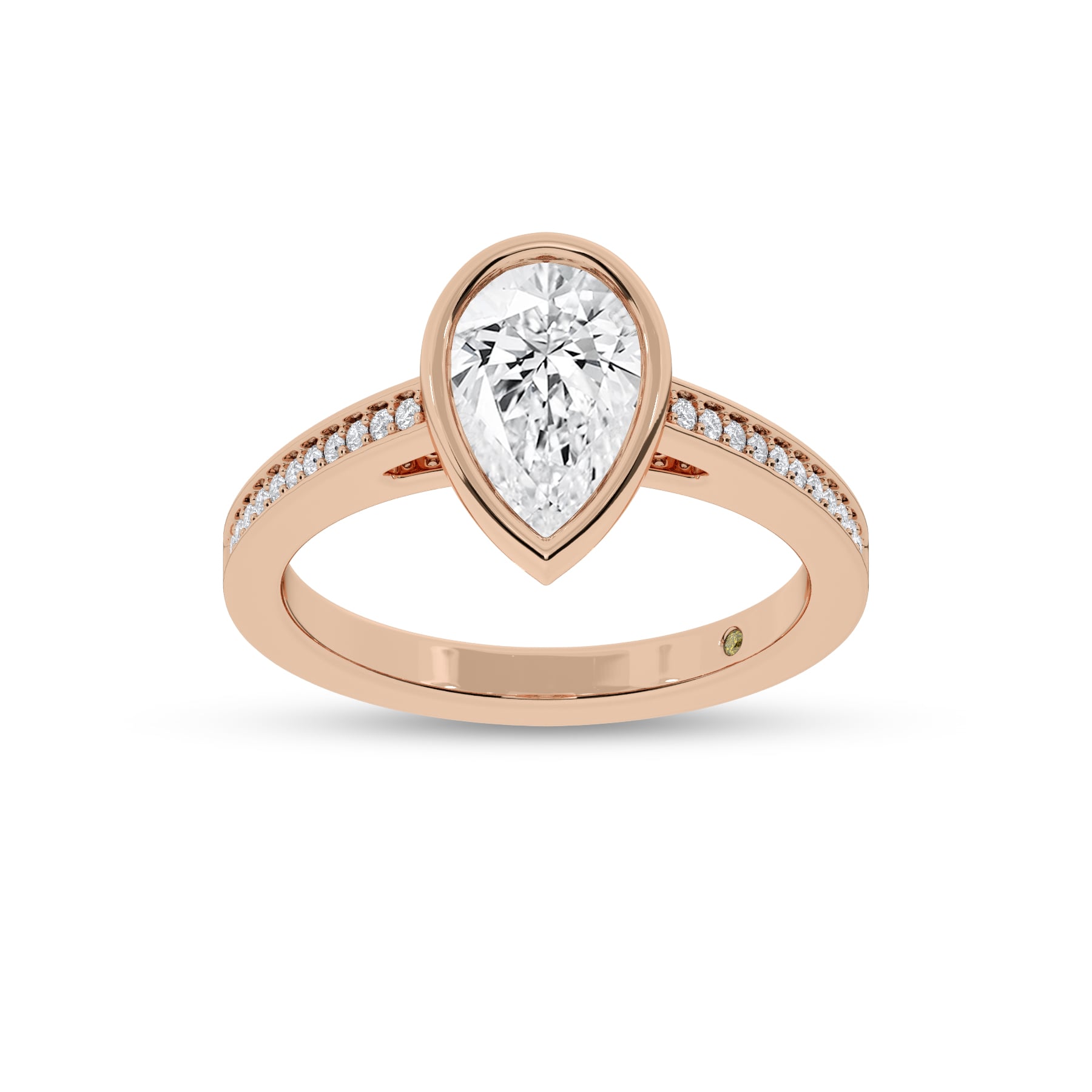 Lyra Pavé Set Half Coverage Bezel Pear Shape Lab Grown Diamond Engagement Ring