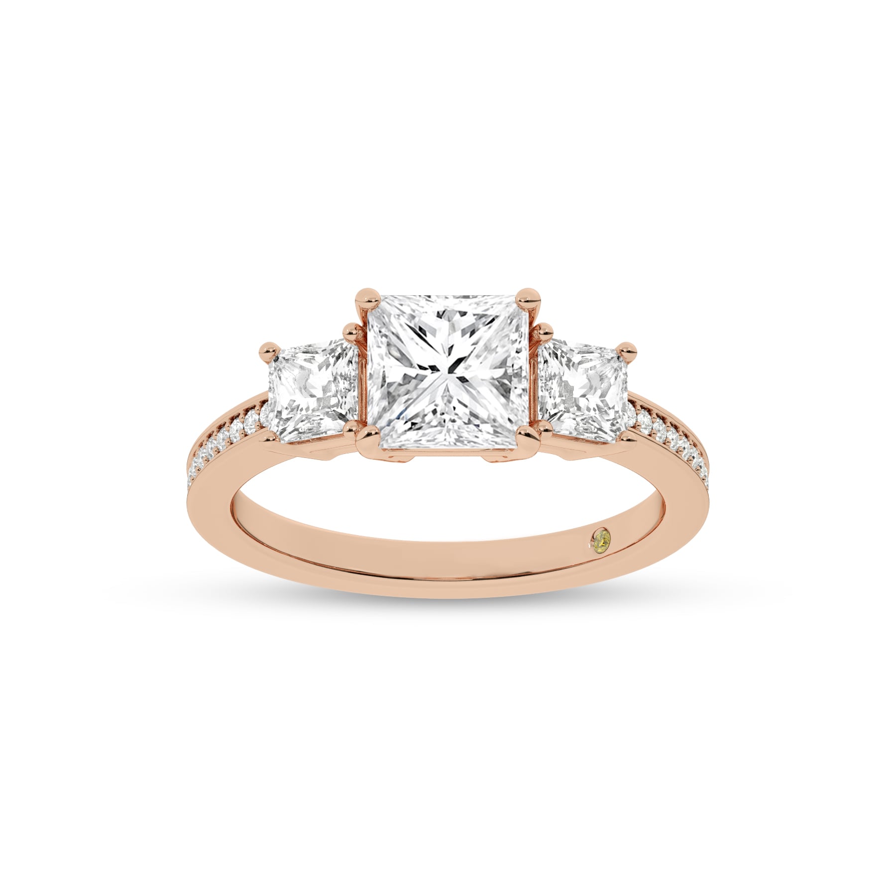 Pisa Pavé Set Princess Cut Three Stone Lab Diamond Engagement Ring
