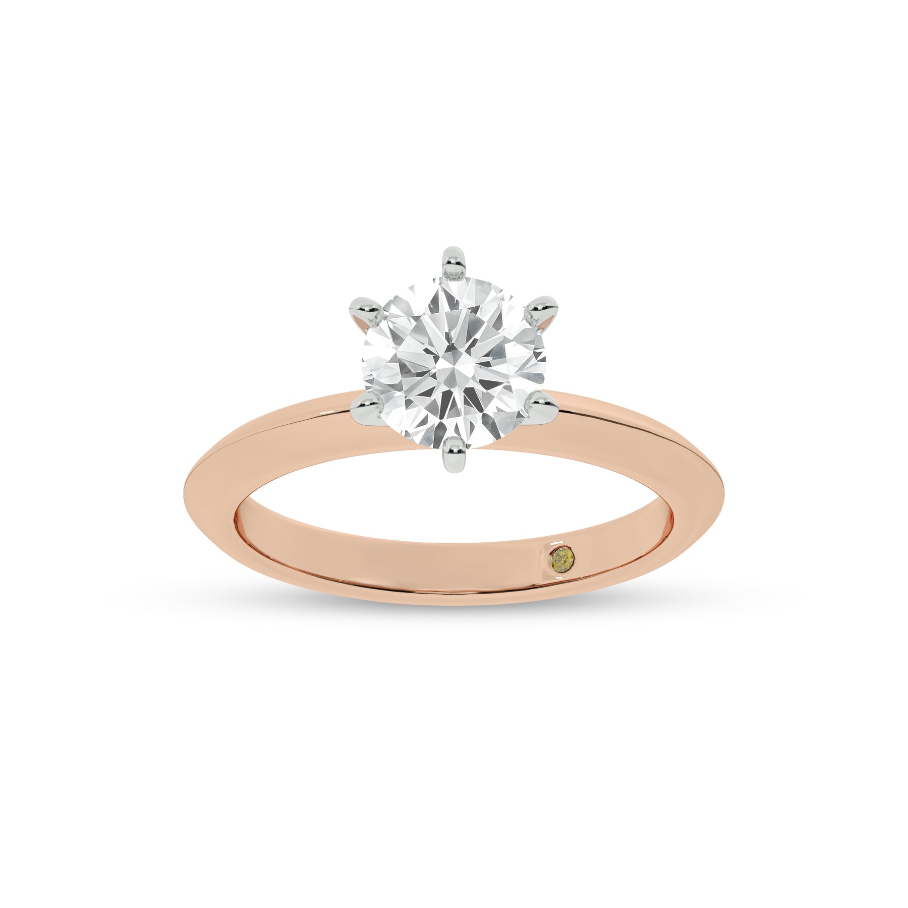 Prism Knife Edged Six Prong Round Lab Grown Solitaire Diamond Ring