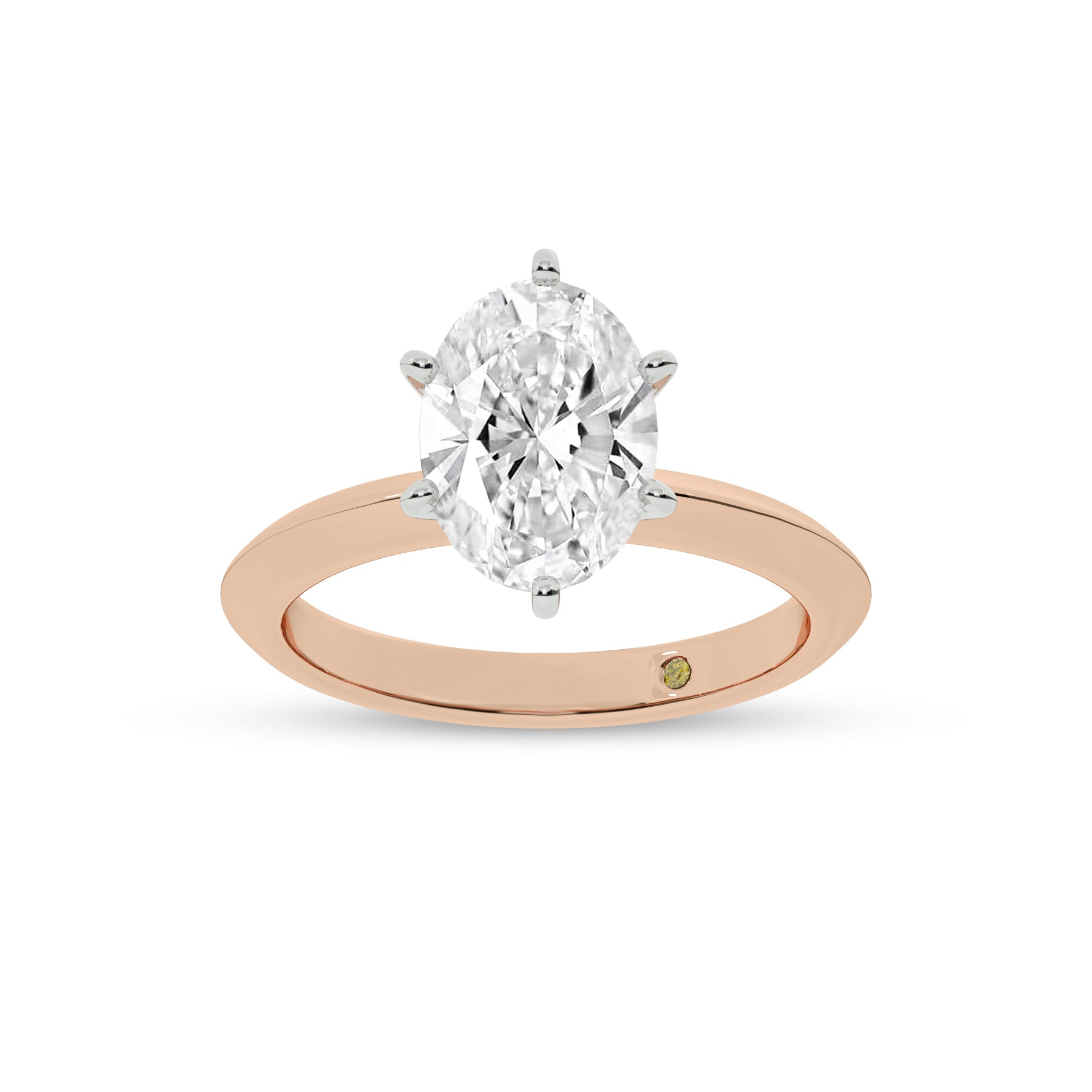 Prism Knife Edged Six Prong Oval Lab Grown Solitaire Diamond Ring