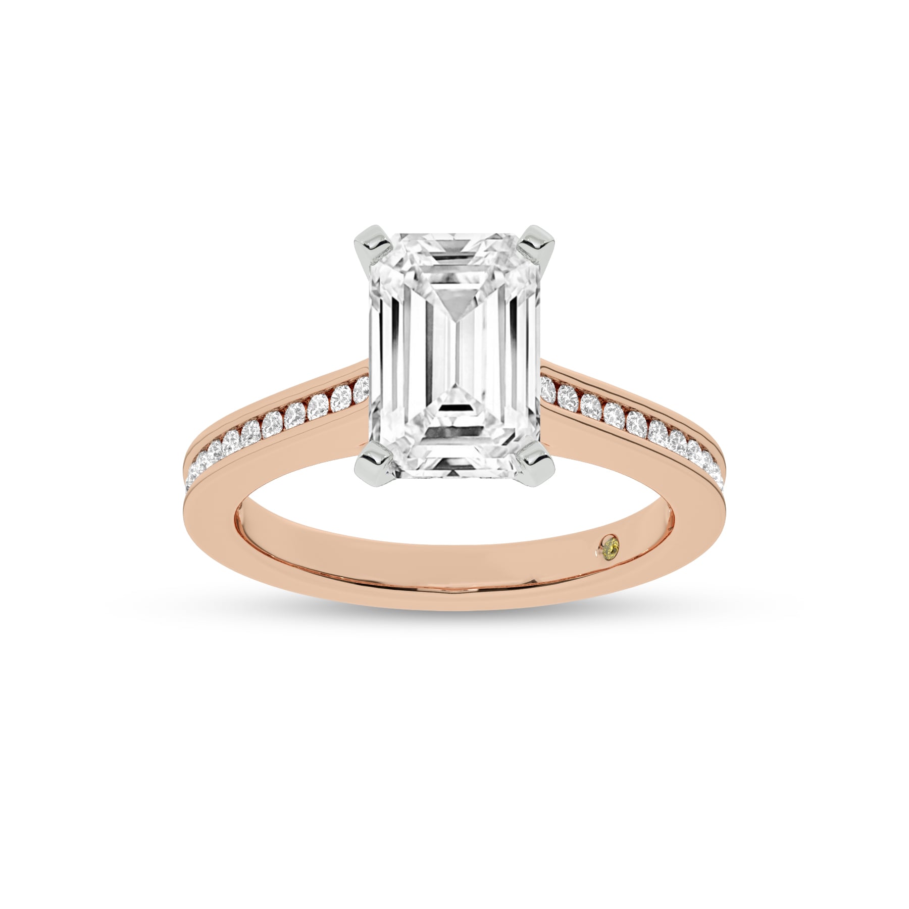 Paris Channel Set Emerald Cut Lab Diamond Engagement Ring