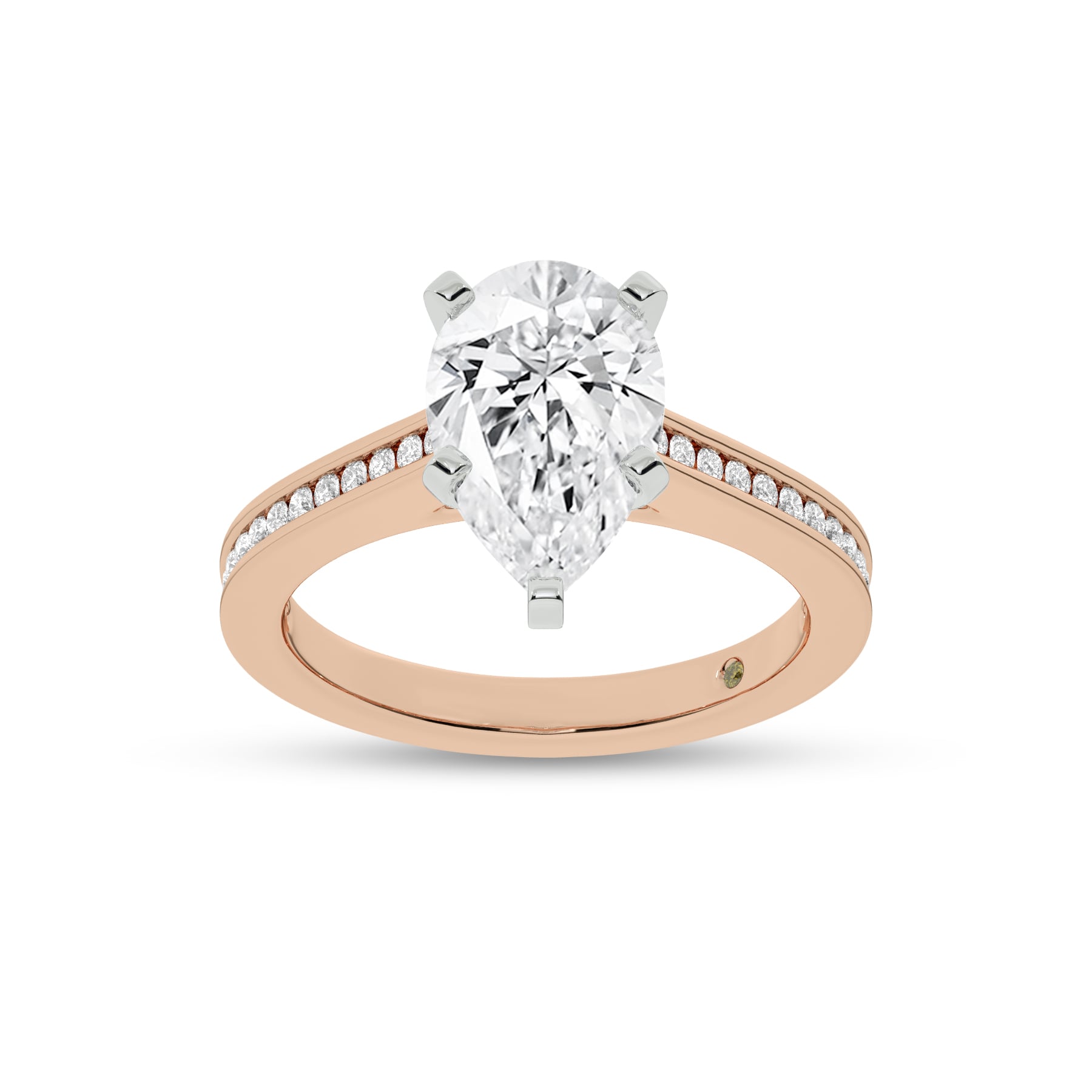Paris Channel Set Pear Shape Lab Diamond Engagement Ring