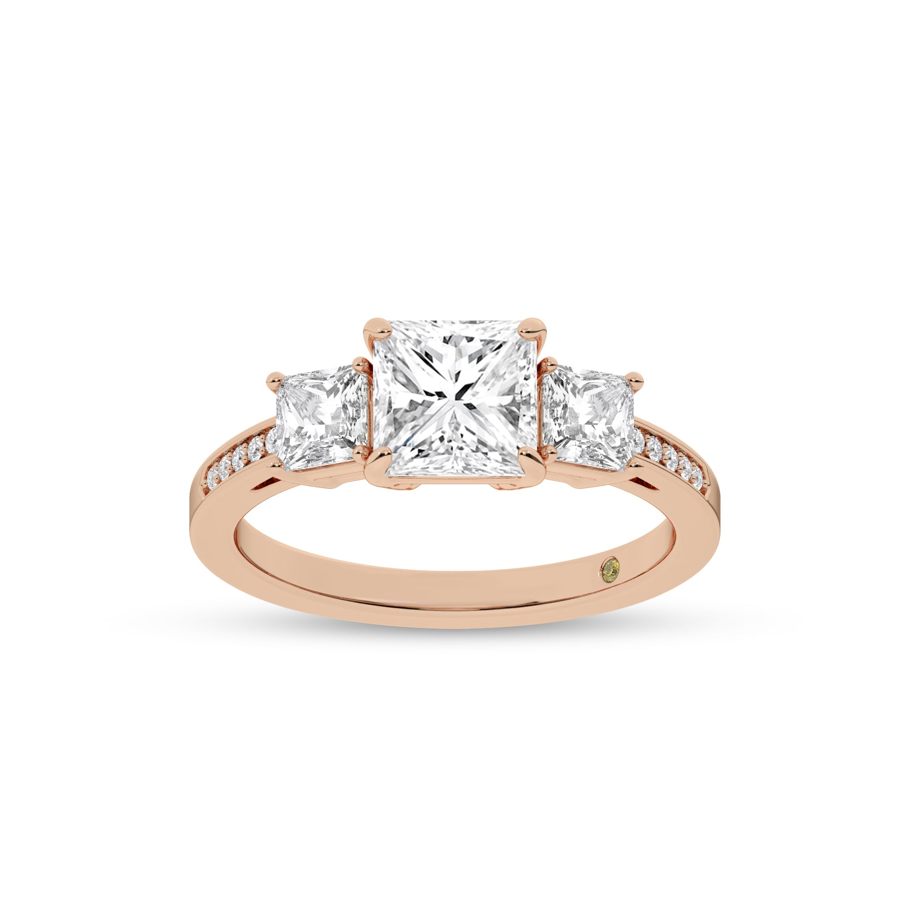 Sydney Three Stone Quarter Coverage Princess Cut Lab Diamond Engagement Ring