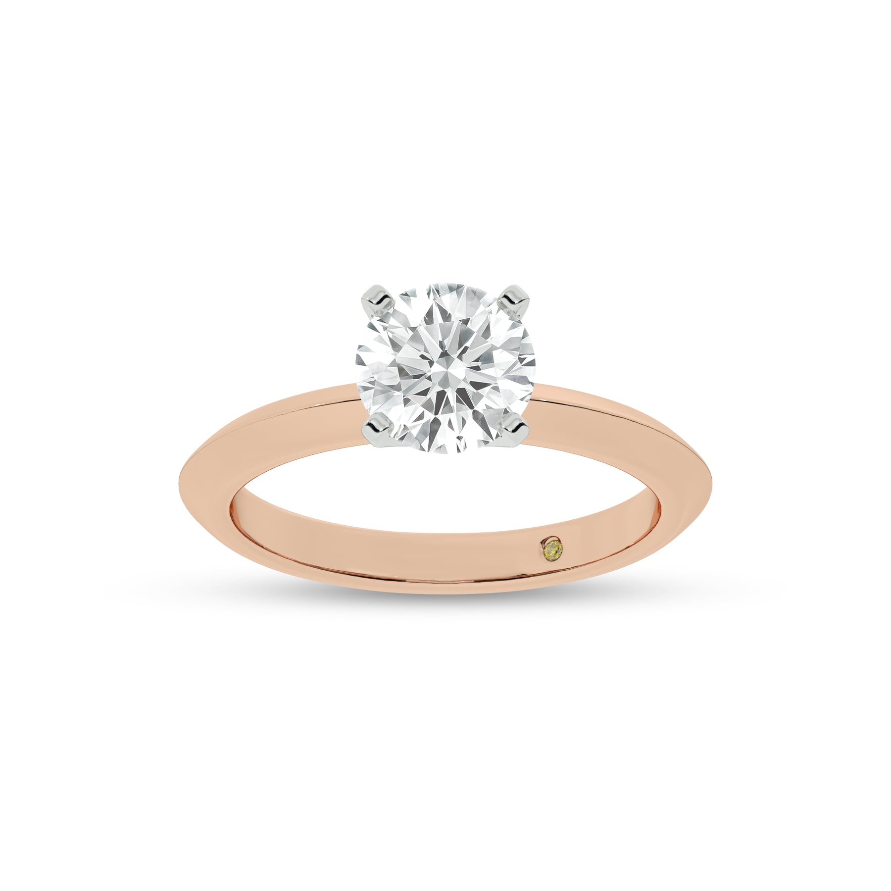 Prism Knife Edged Four Prong Round Lab Grown Solitaire Diamond Ring