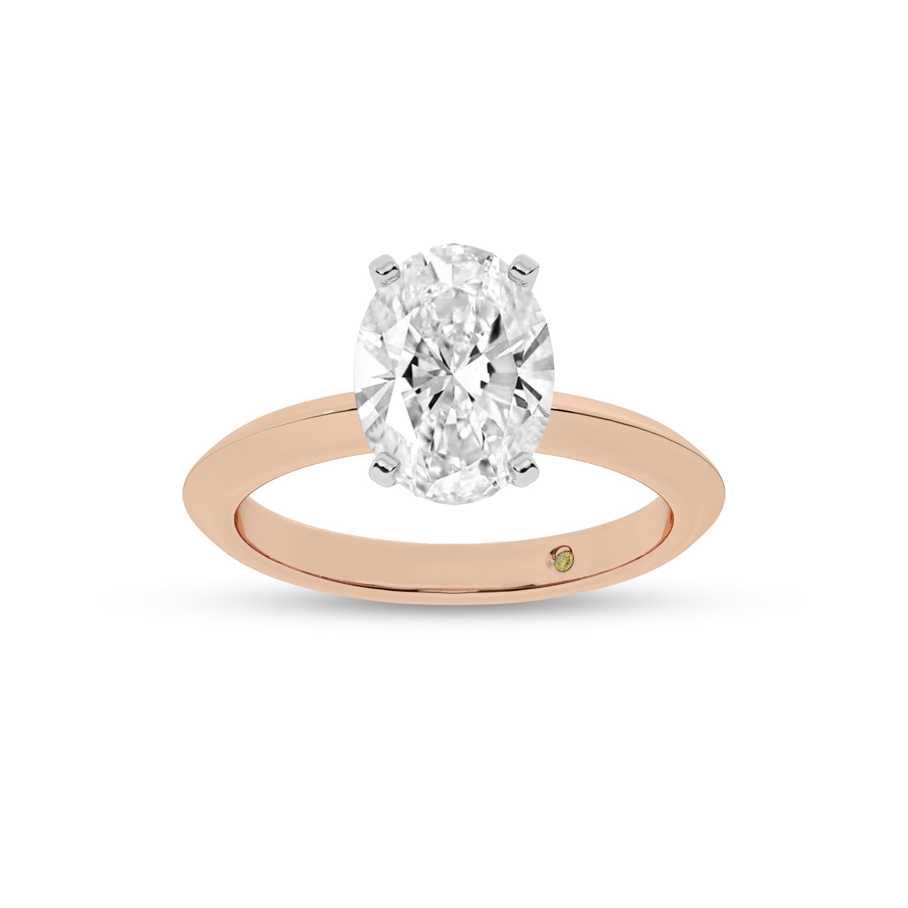 Prism Knife Edged Four Prong Oval Lab Grown Solitaire Diamond Ring