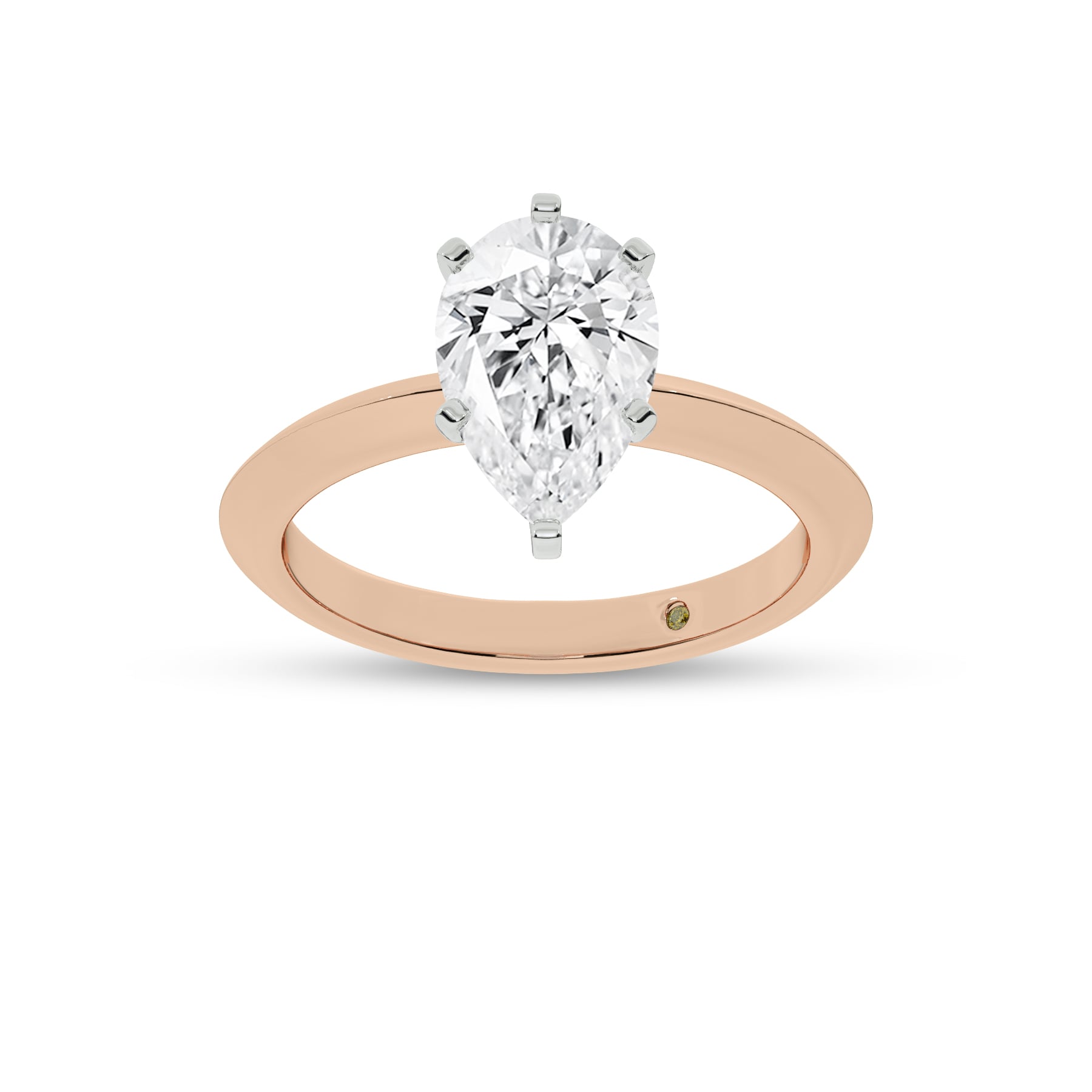 Prism Knife Edged Four Prong Pear Shape Lab Grown Solitaire Diamond Ring