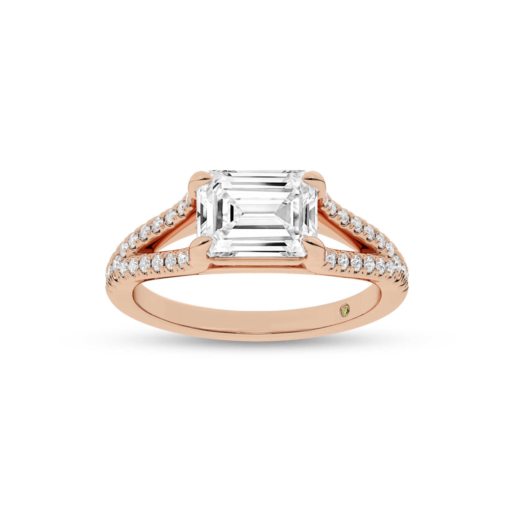 Delhi Split Shank Emerald Cut Lab Grown Diamond Engagement Ring
