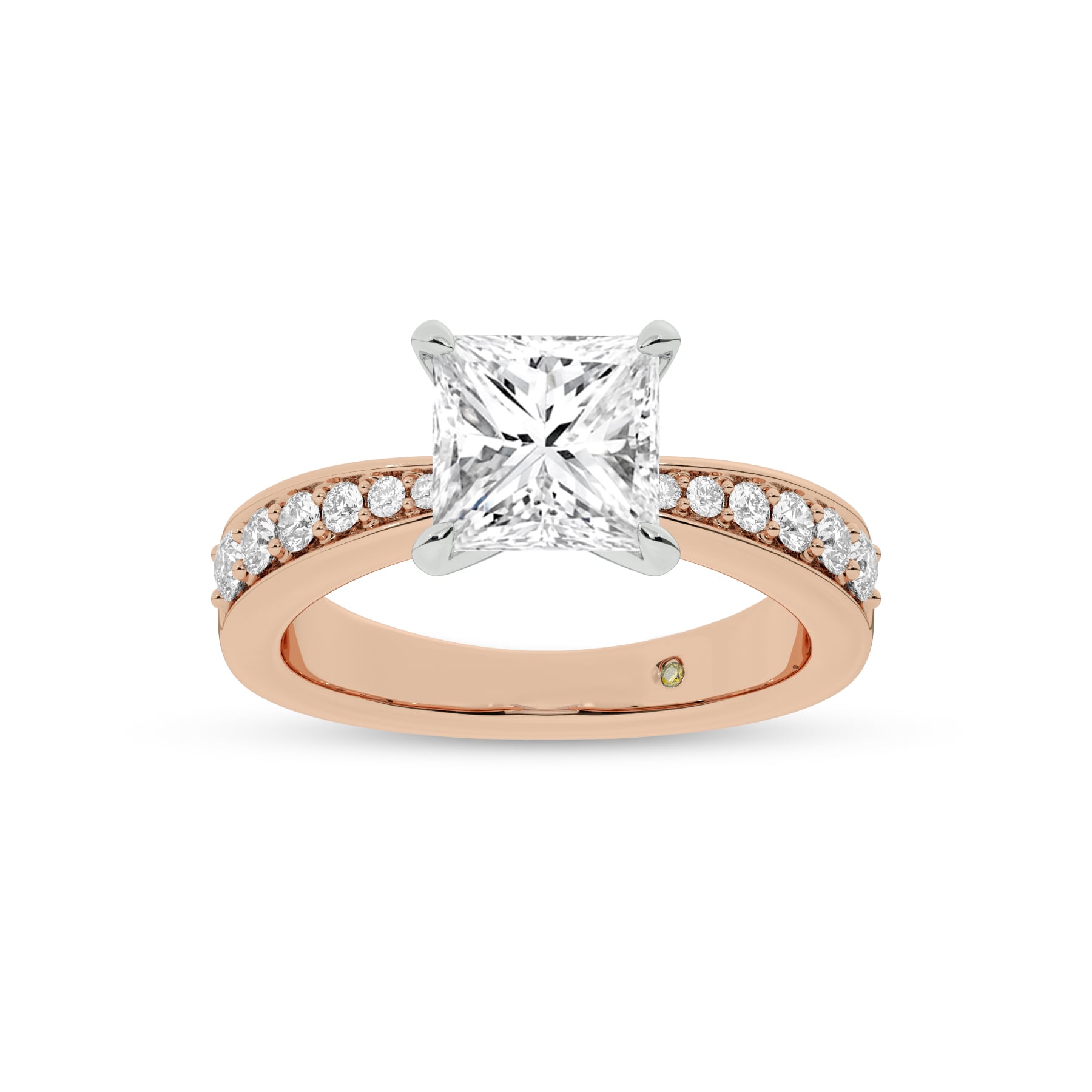 Rome Classic Pavé Set Princess Cut Lab Grown Diamond Engagement Ring