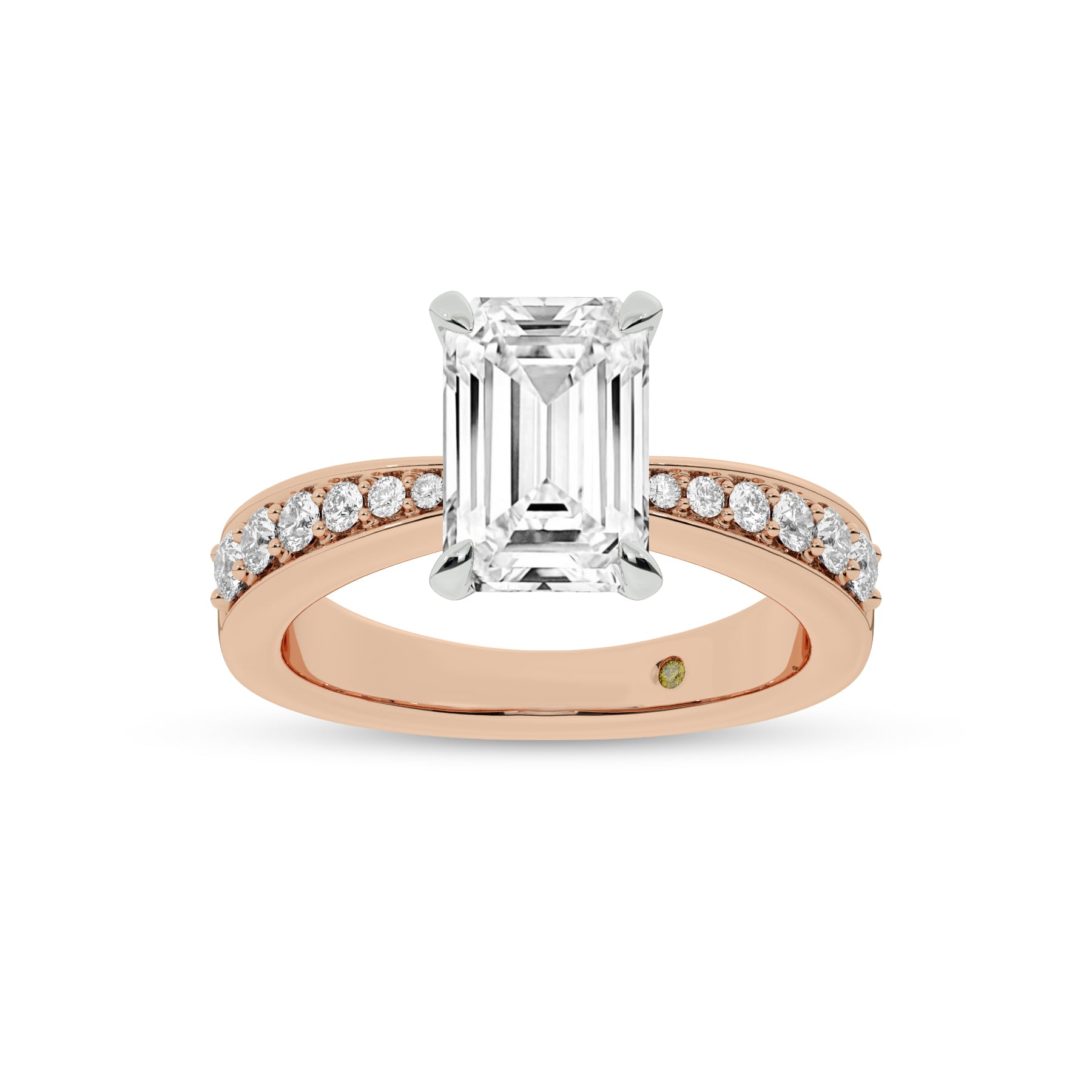 Rome Classic Pavé Set Emerald Cut Lab Grown Diamond Engagement Ring