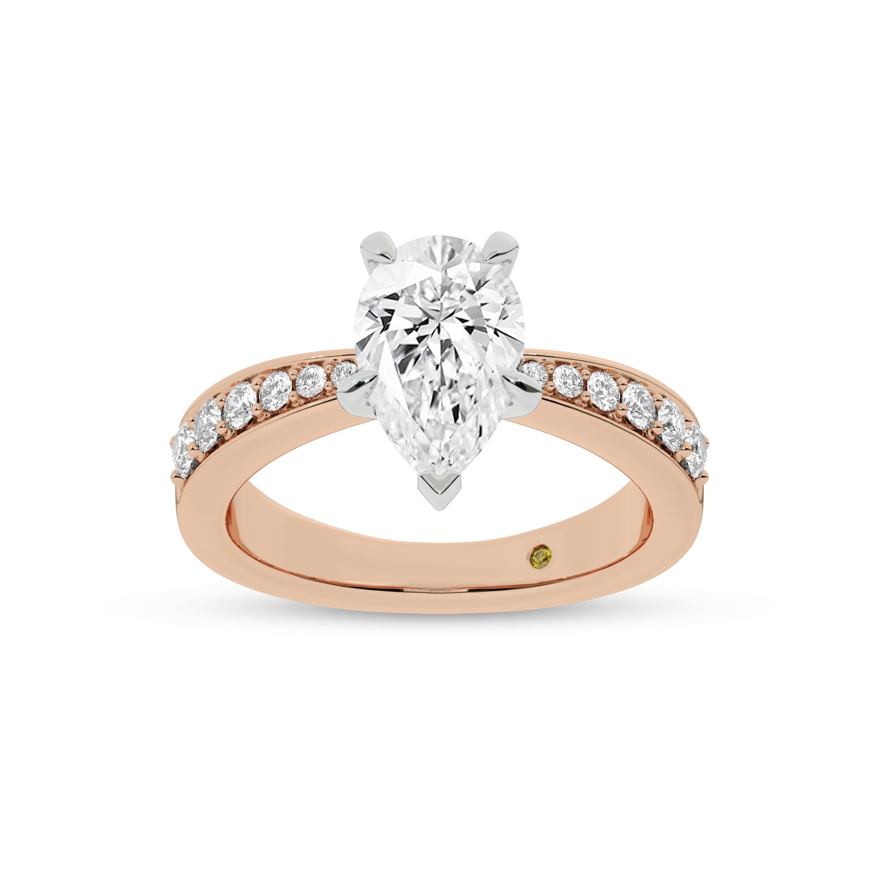 Rome Classic Pavé Set Pear Shape Lab Grown Diamond Engagement Ring