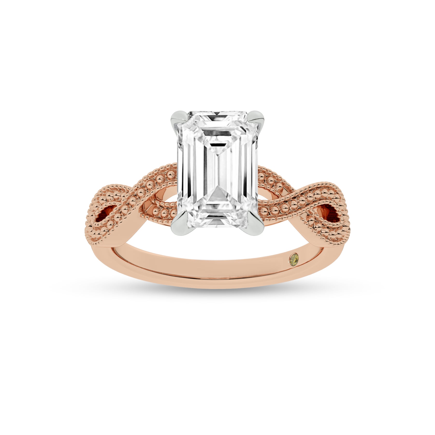 York Infinity Shank Emerald Cut Lab Grown Diamond Engagement Ring
