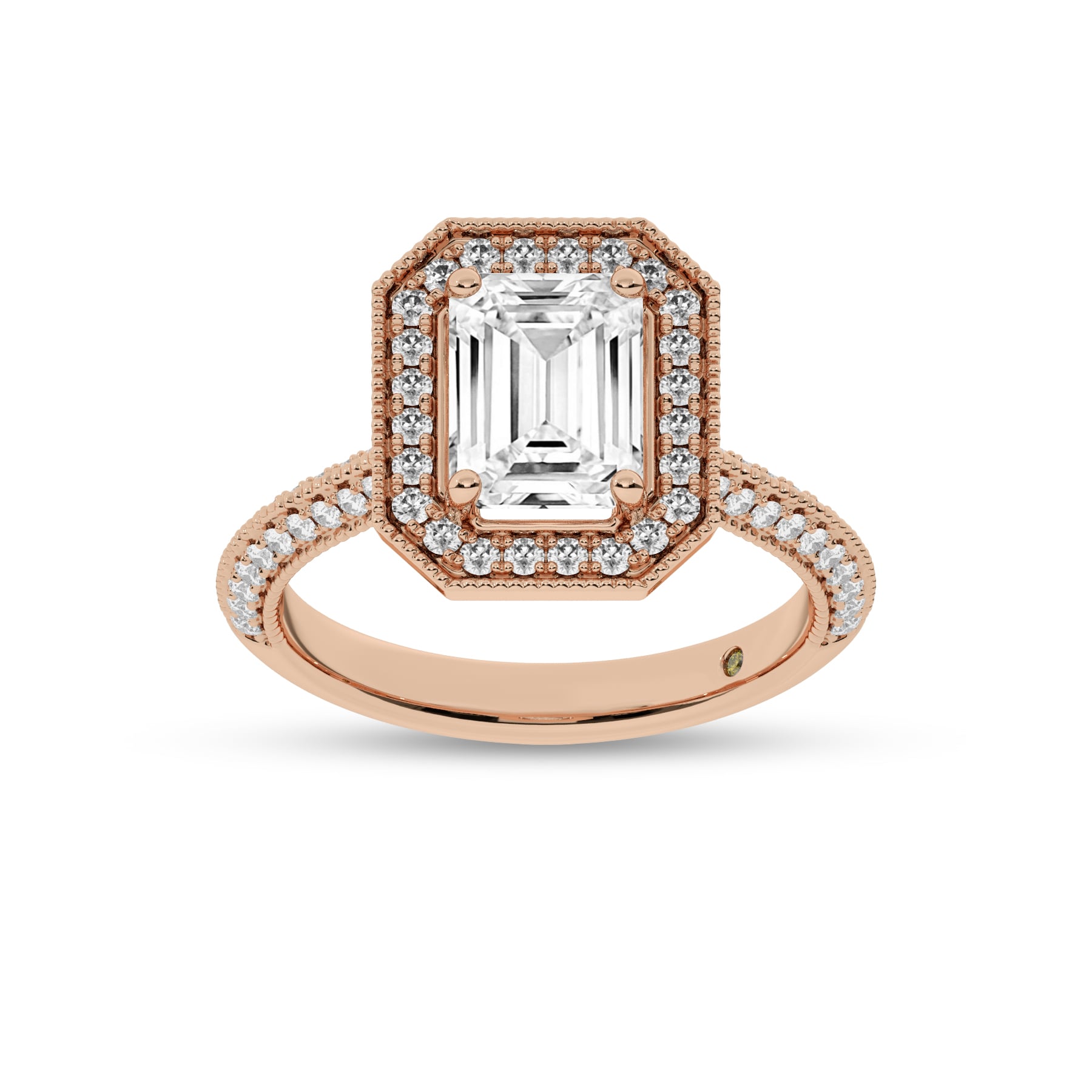 Shyne Octagonal Halo Emerald Cut Lab Grown Diamond Engagement Ring
