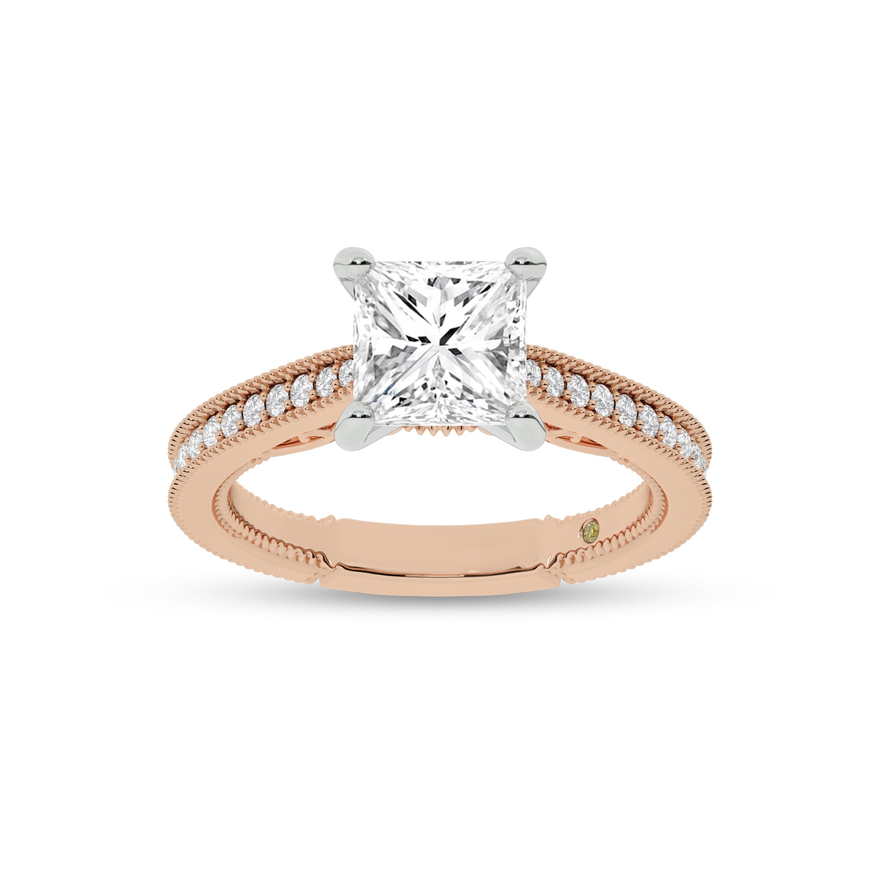 Oslo Vintage Inspired Hidden Accent Princess Cut Lab Grown Diamond Engagement Ring