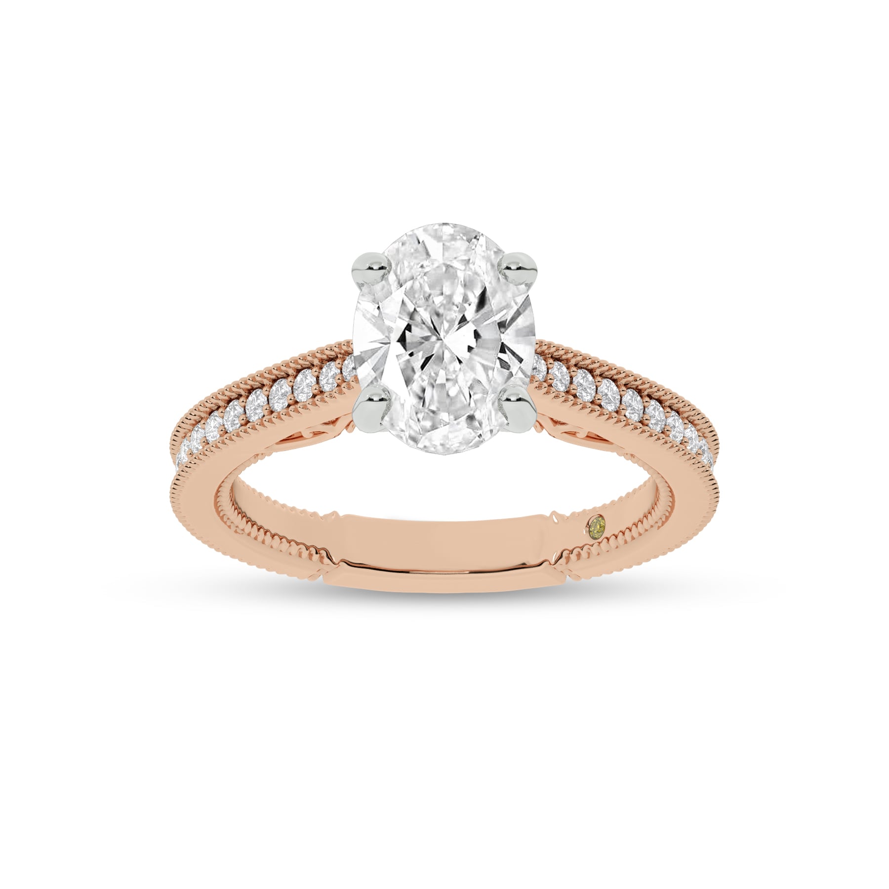 Oslo Vintage Inspired Hidden Accent Oval Lab Grown Diamond Engagement Ring