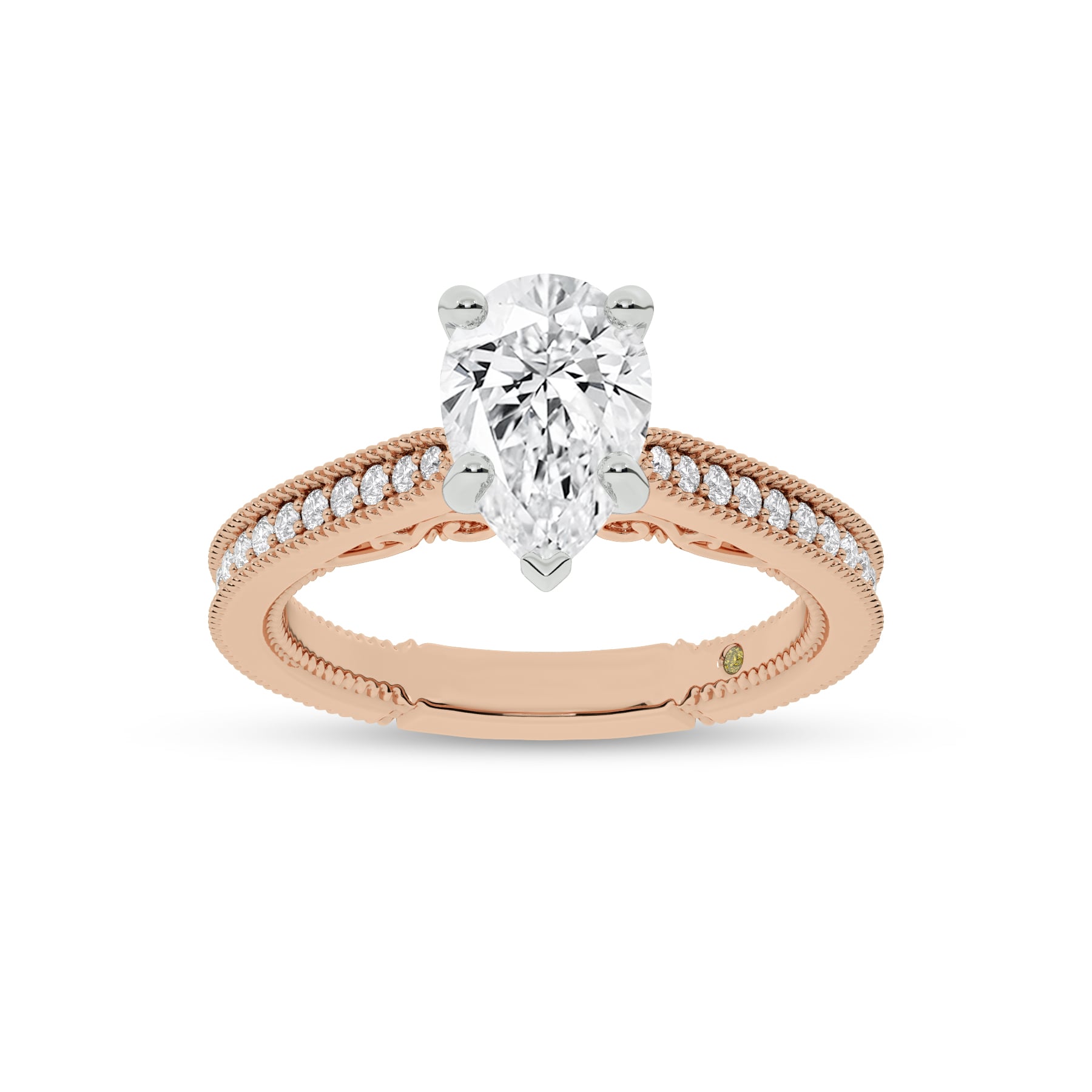 Oslo Vintage Inspired Hidden Accent Pear Shape Lab Grown Diamond Engagement Ring