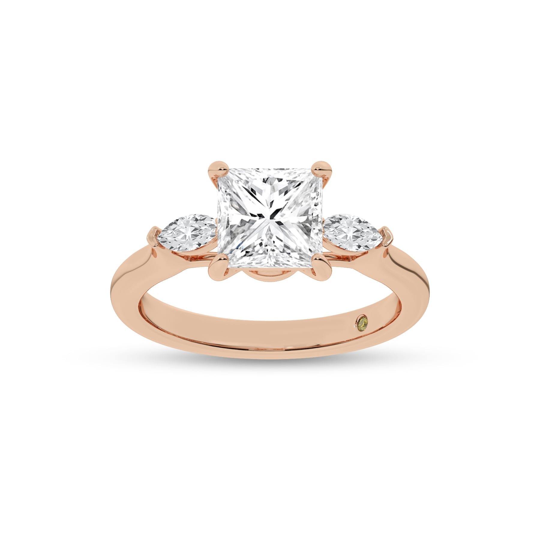 Maui Three Stone Princess Cut Lab Grown Diamond Engagement Ring