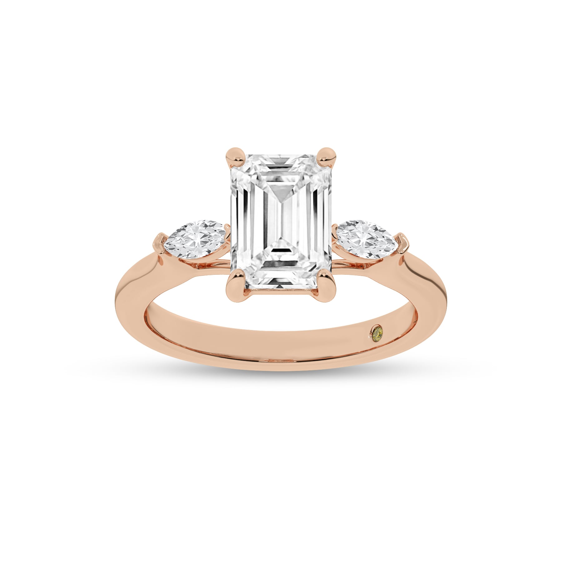 Maui Three Stone Emerald Cut Lab Grown Diamond Engagement Ring