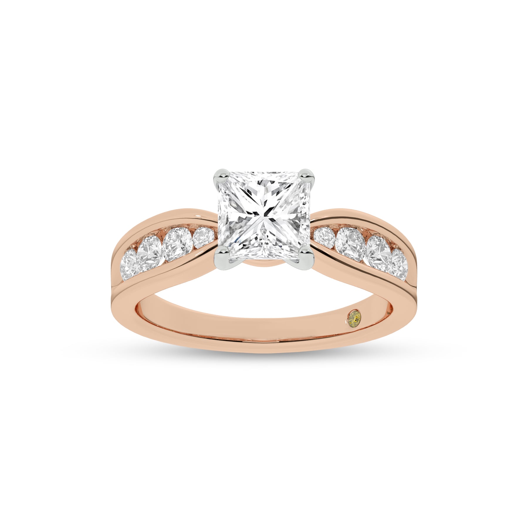 Verve Channel Set Bow Tied Shaped Princess Cut Lab Diamond Engagement Ring