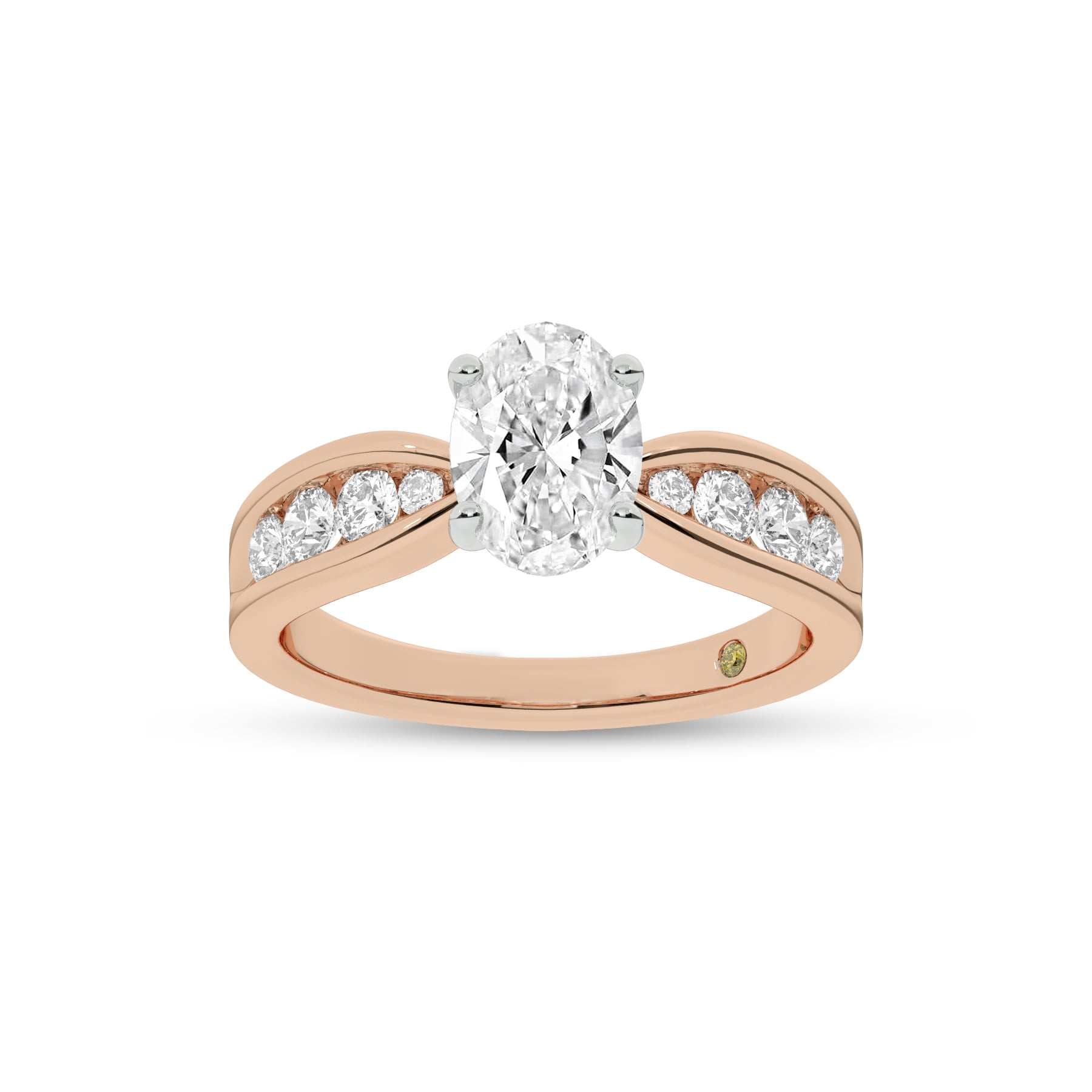Verve Channel Set Bow Tied Shaped Oval Lab Diamond Engagement Ring