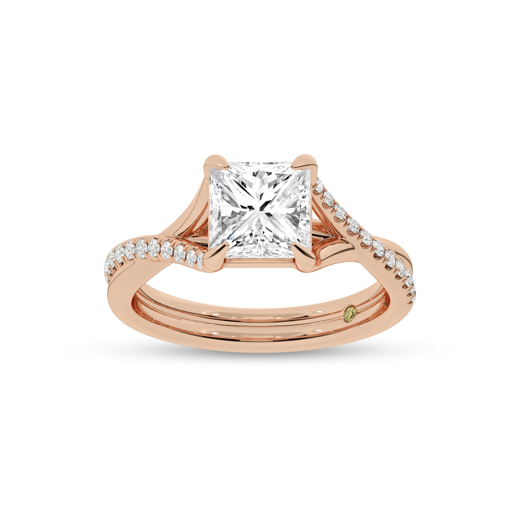 Lumen Twisted Pavé Shank Princess Cut Lab Diamond Engagement Ring
