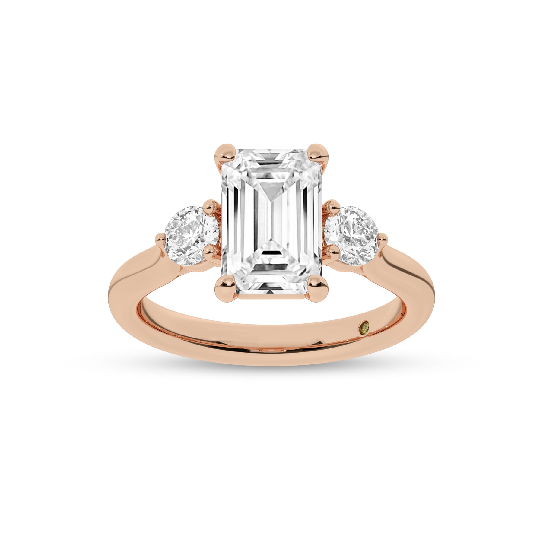 Aevum Classic Three Stone Emerald Cut Lab Grown Diamond Engagement Ring