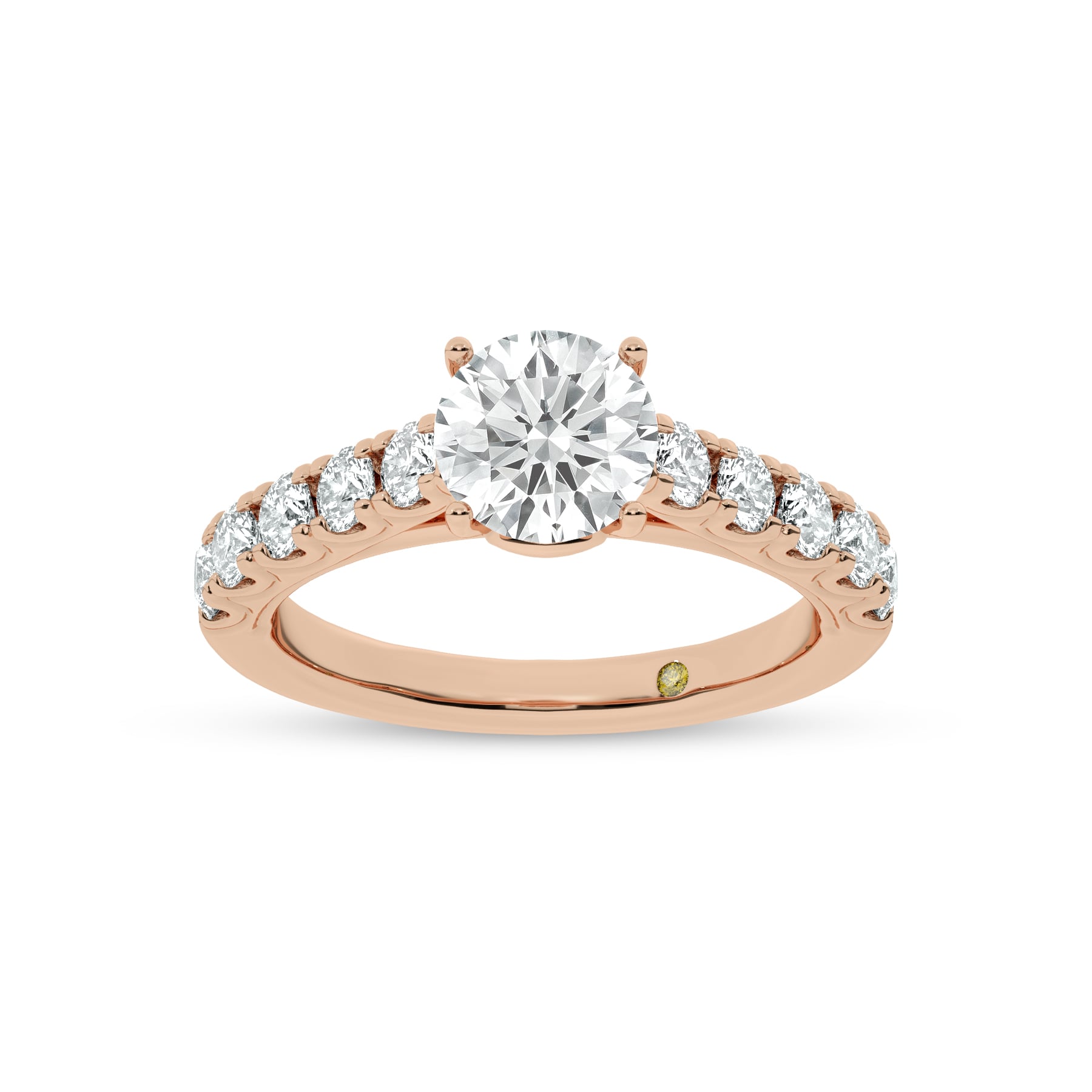 Reno Pavé Set Round Lab Grown Cathedral Diamond Engagement Ring