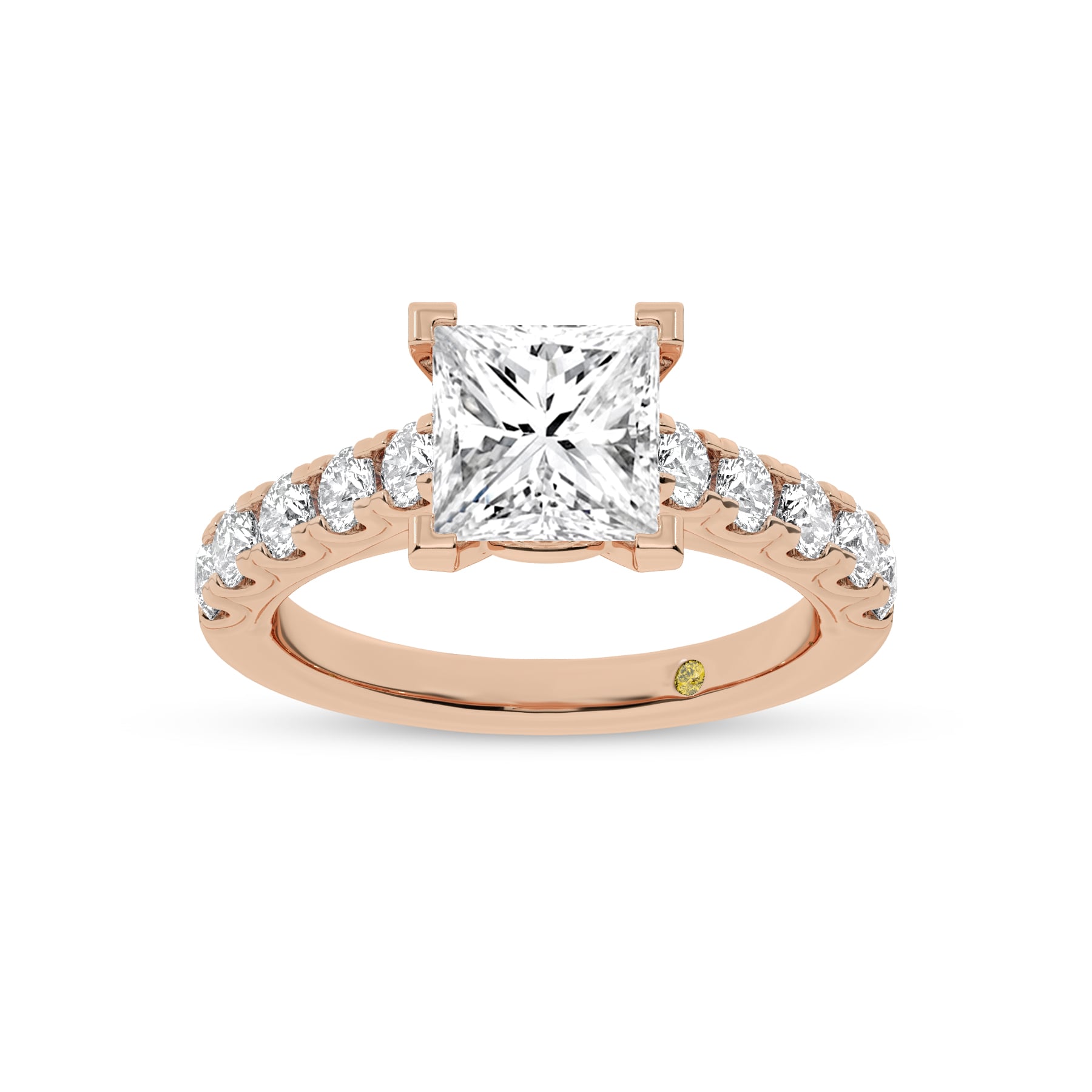 Reno Pavé Set Princess Cut Lab Grown Cathedral Diamond Engagement Ring