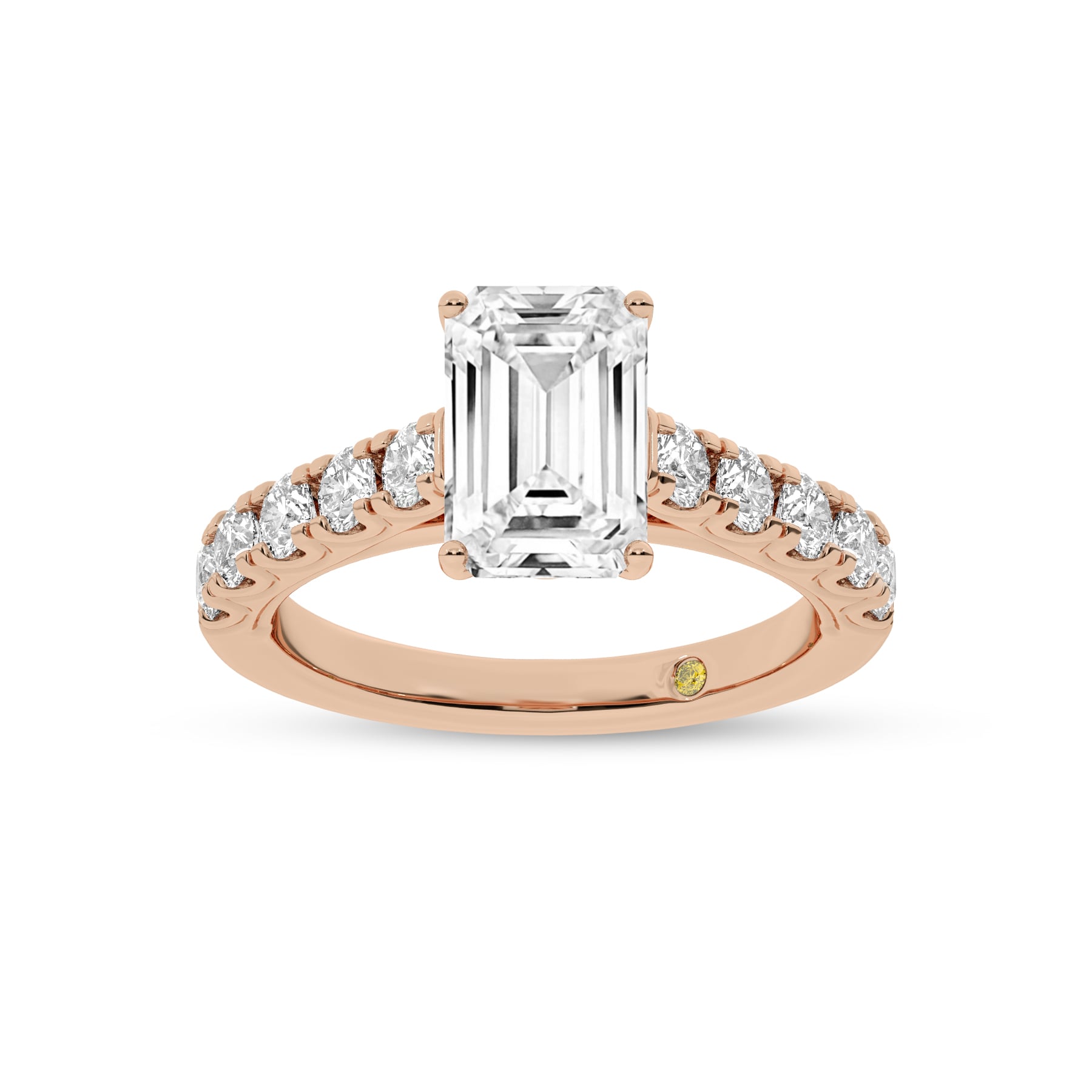 Reno Pavé Set Emerald Cut Lab Grown Cathedral Diamond Engagement Ring