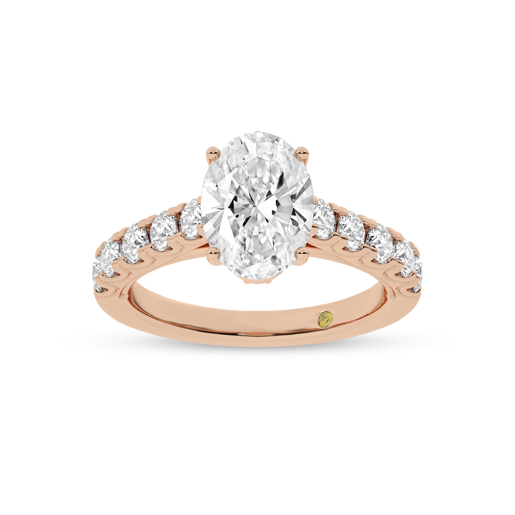 Reno Pavé Set Oval Lab Grown Cathedral Diamond Engagement Ring