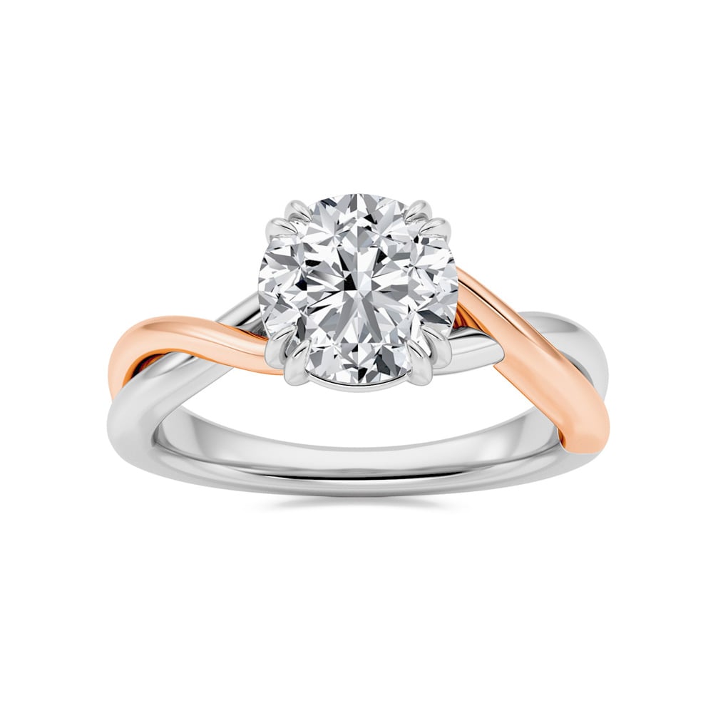 TrueTwo Tone Twisted Shank Round Lab Grown Diamond Engagement Ring