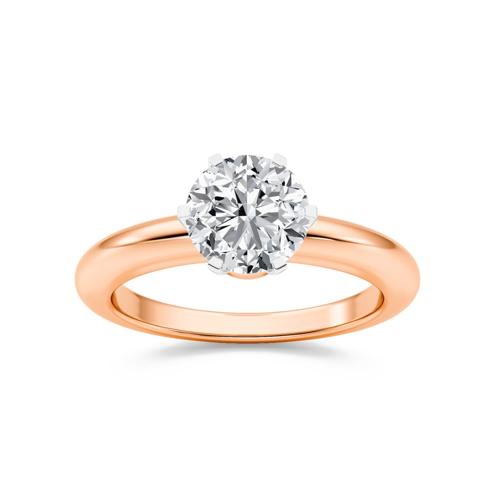 Ember Bloom Two Toned Round Lab Grown Diamond Engagement Ring