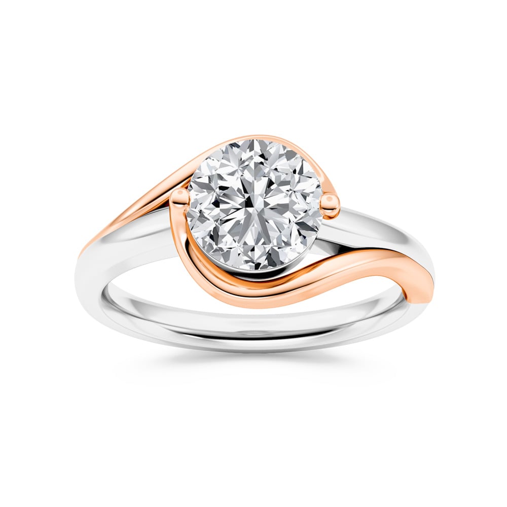 Aurora Solstice Two Toned Round Lab Grown Diamond Engagement Ring