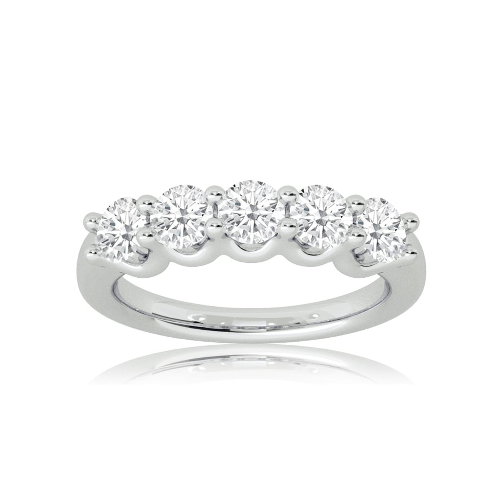 Nicobar White Gold Five Stone Lab Grown Diamond Ring
