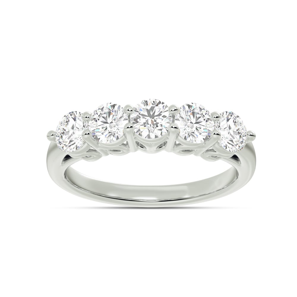 Ronda White Gold Lab Grown Five Stone Diamond Ring