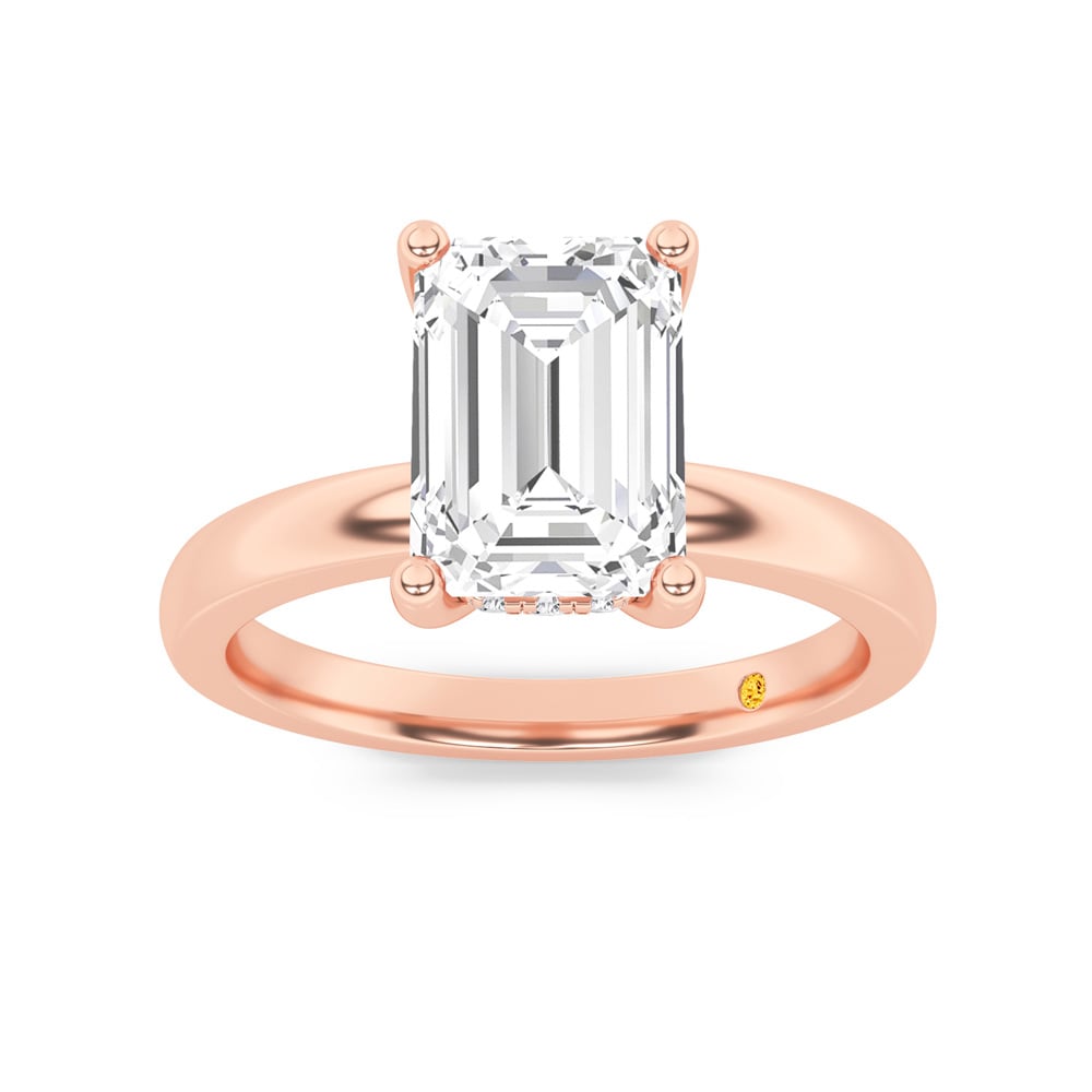 Secret Sparkle Hidden Halo Emerald Cut Lab Grown Diamond Engagement Ring