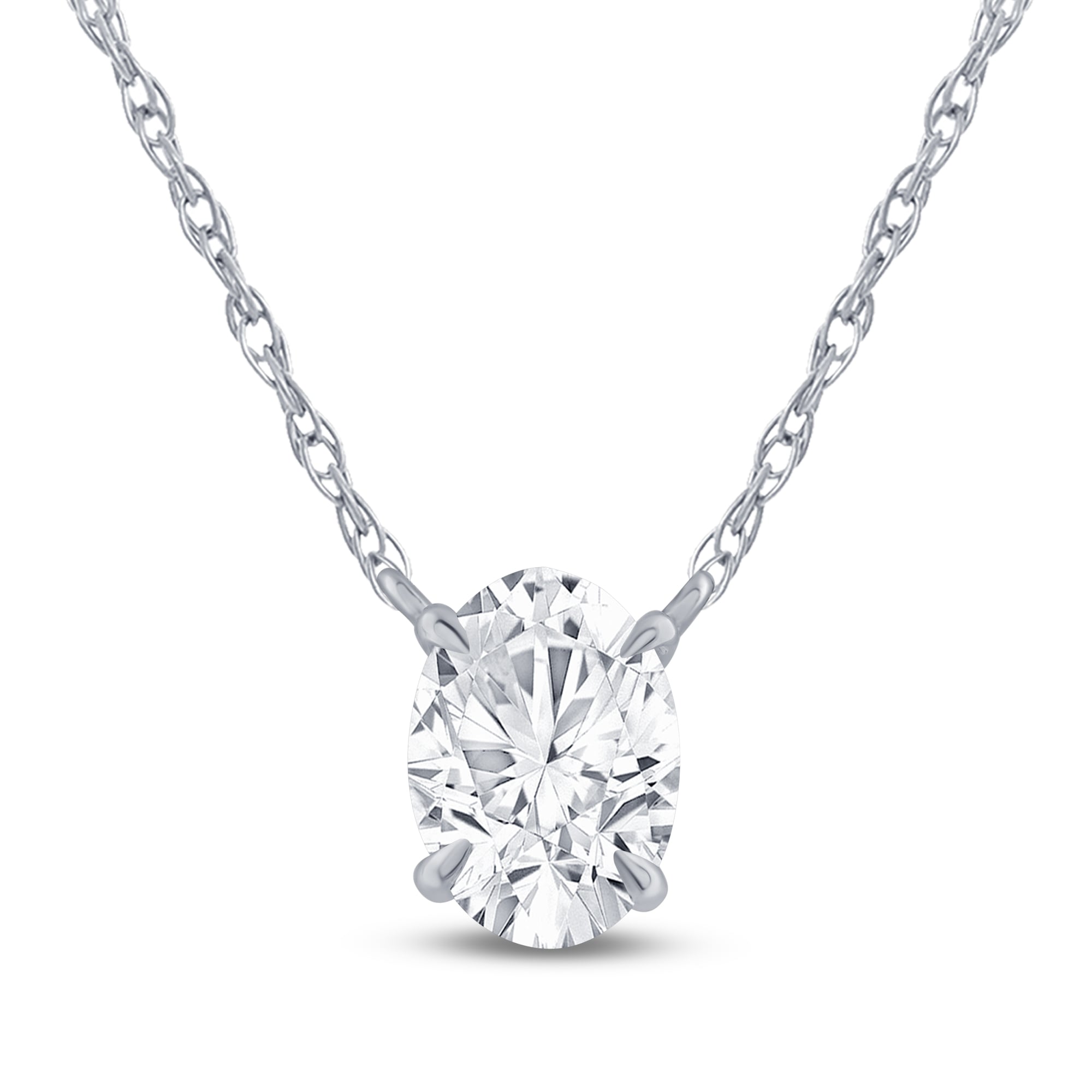 Oval Shape Floating Lab Diamond Solitaire Necklace