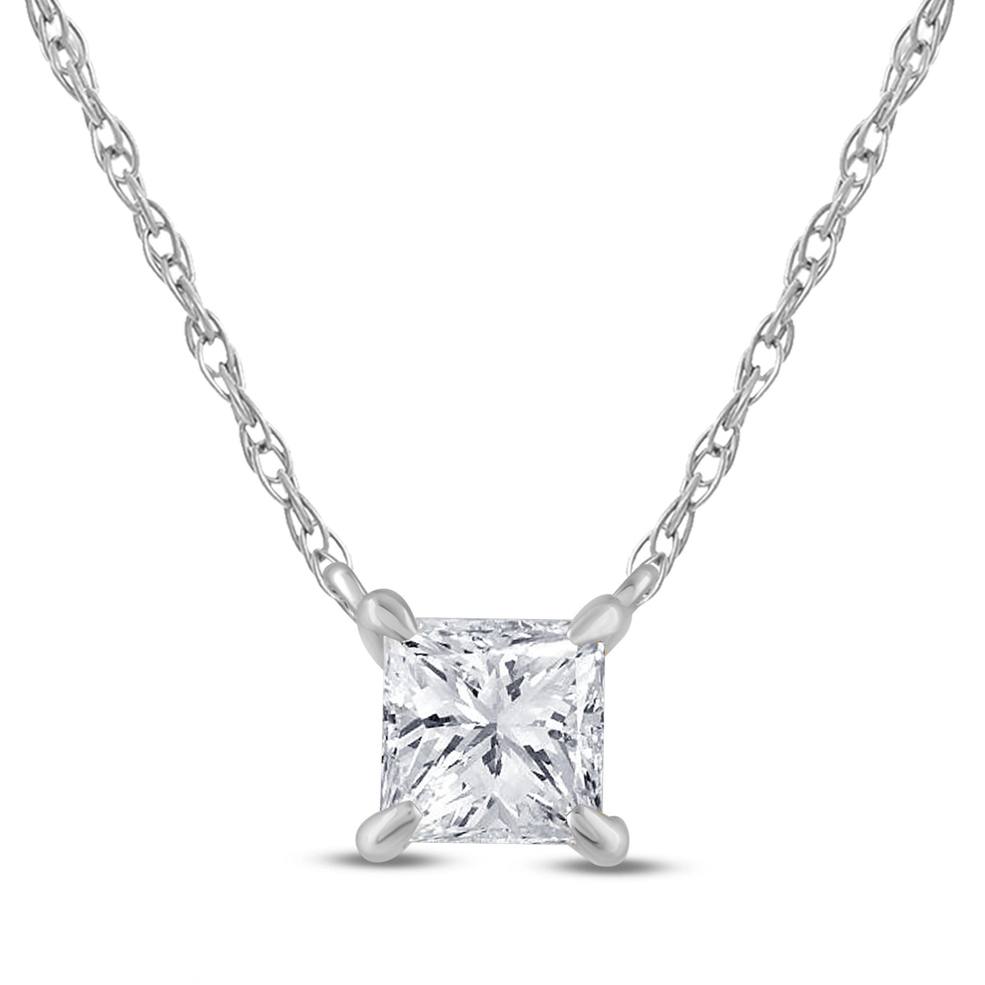 Princess Cut Floating Lab Diamond Solitaire Necklace