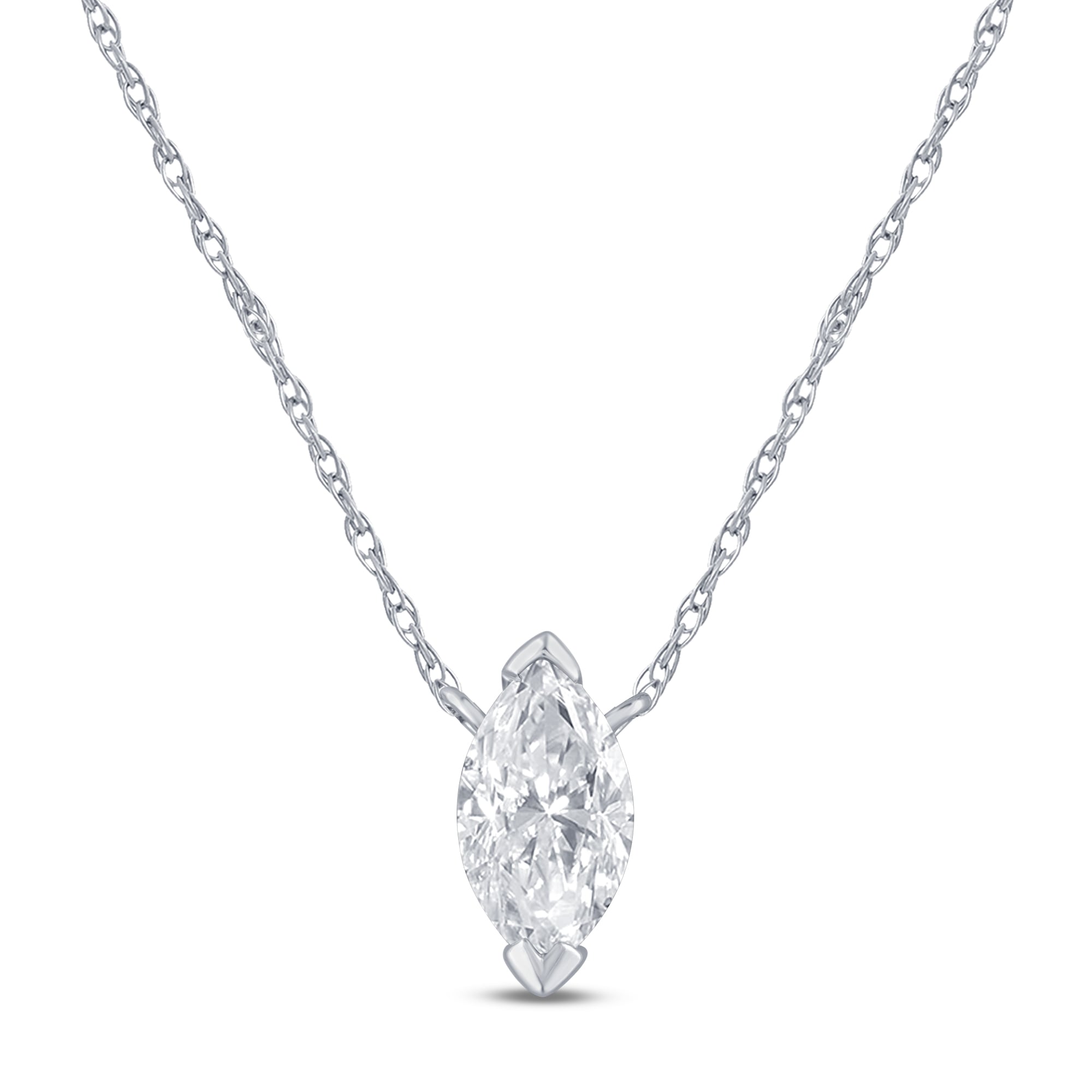 Marquise Shape Floating Lab Diamond Solitaire Necklace