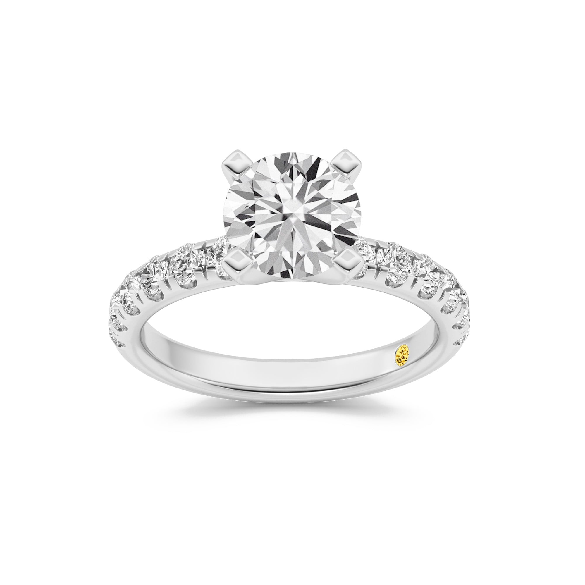 Maya Scalloped Pavé Half Coverage Round Lab Grown Diamond Engagement Ring