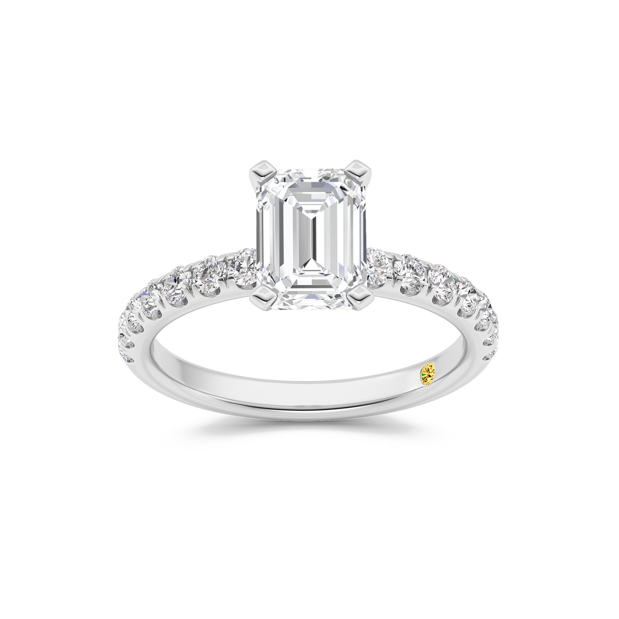 Maya Scalloped Pavé Half Coverage Emerald Cut Lab Grown Diamond Engagement Ring
