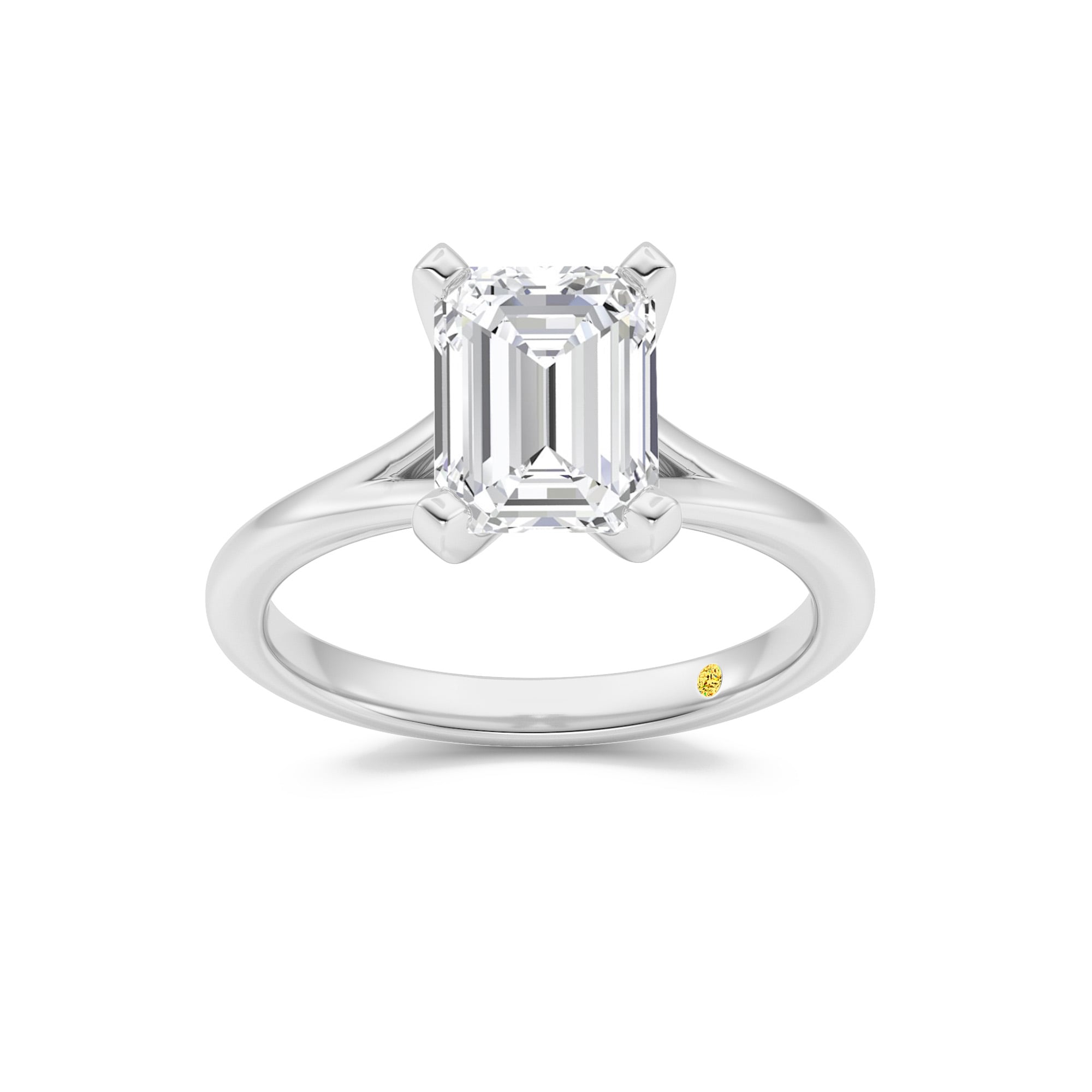 Luxen Split Shank Emerald Cut Lab Grown Diamond Solitaire Ring