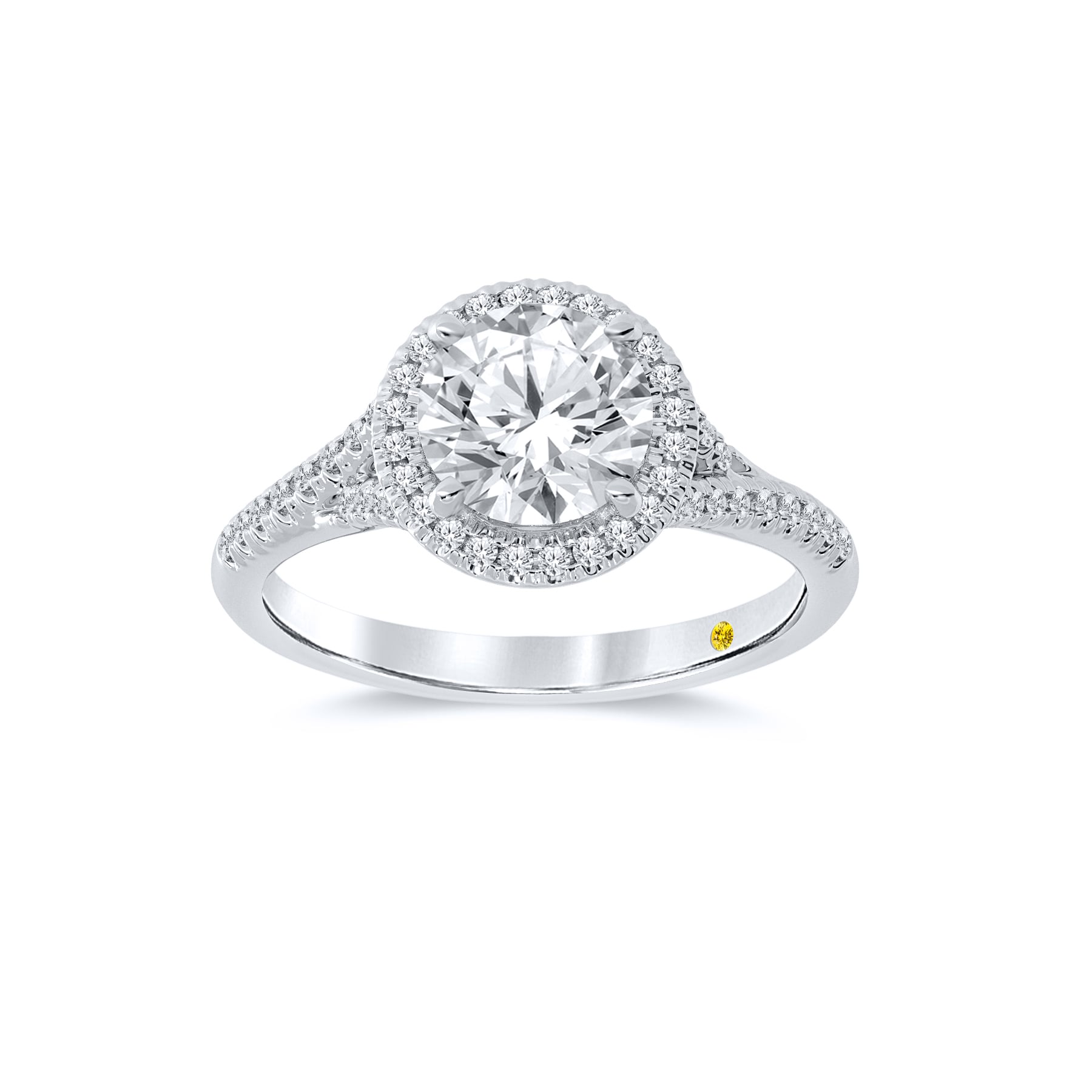 Savanna Split Shank Round Lab Grown Halo Diamond Engagement Ring