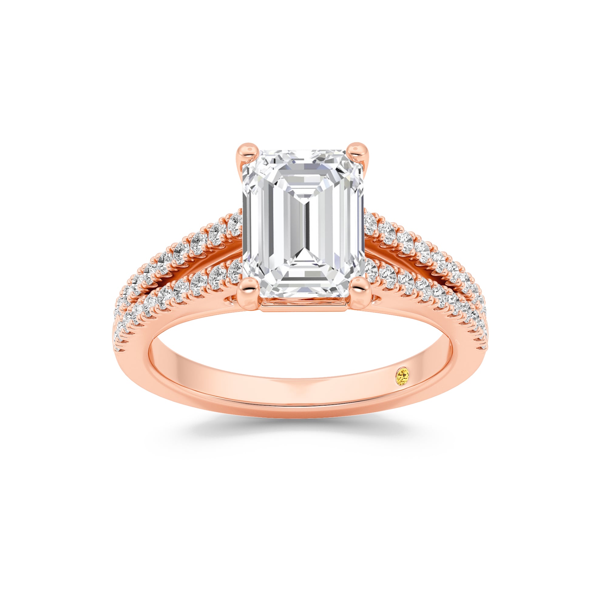 Nyx Split Shank Trellis Pavé Emerald Cut Lab Grown Diamond Engagement Ring