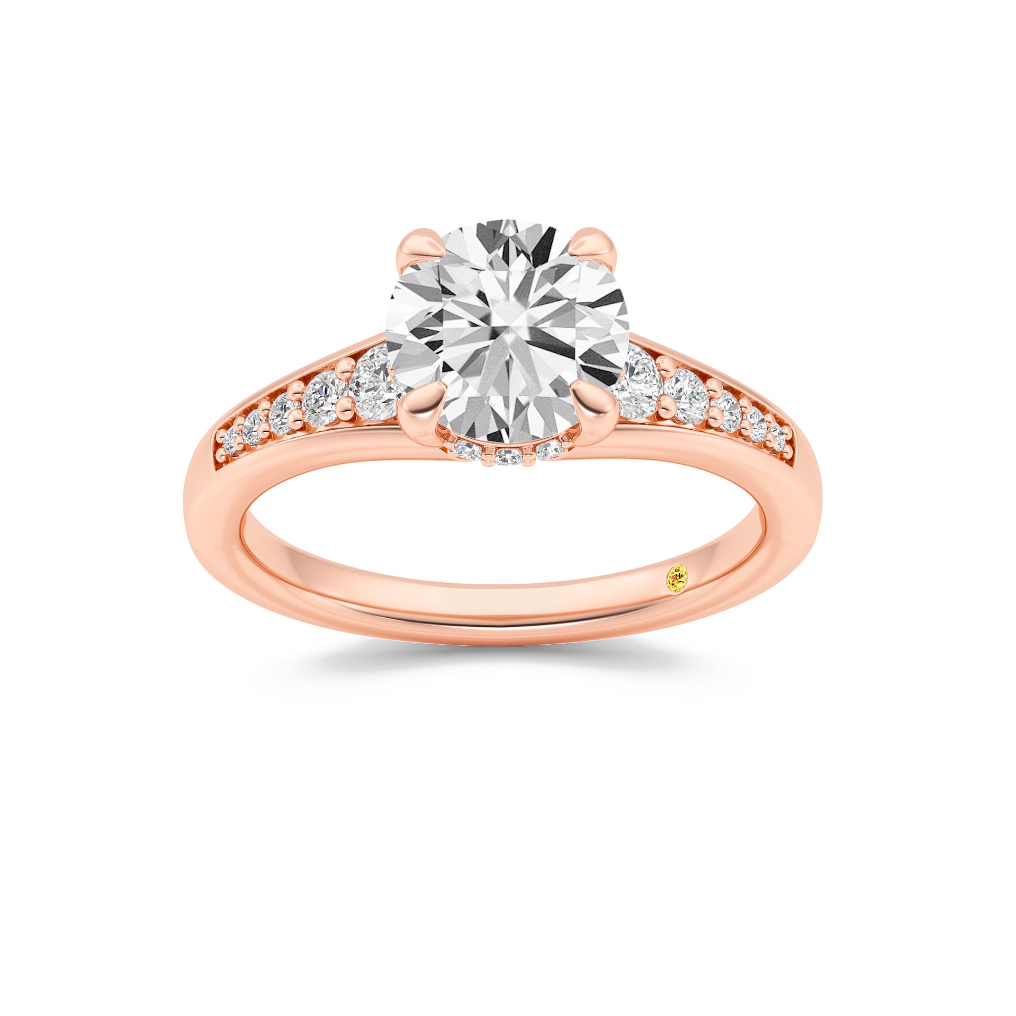 Bloom Tapered Pavé Set Hidden Halo Round Lab Grown Diamond Engagement Ring