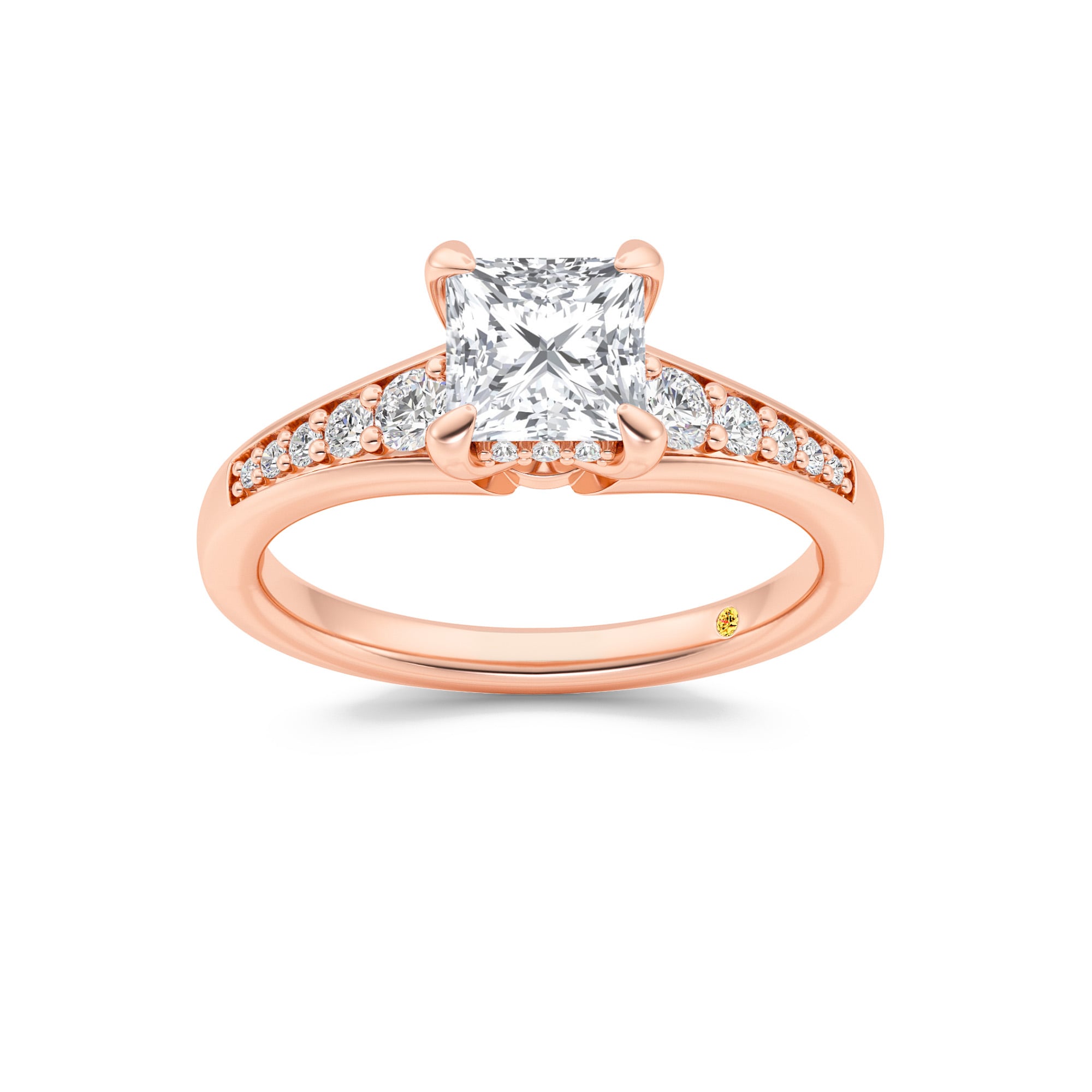 Bloom Tapered Pavé Set Hidden Halo Princess Cut Lab Grown Diamond Engagement Ring
