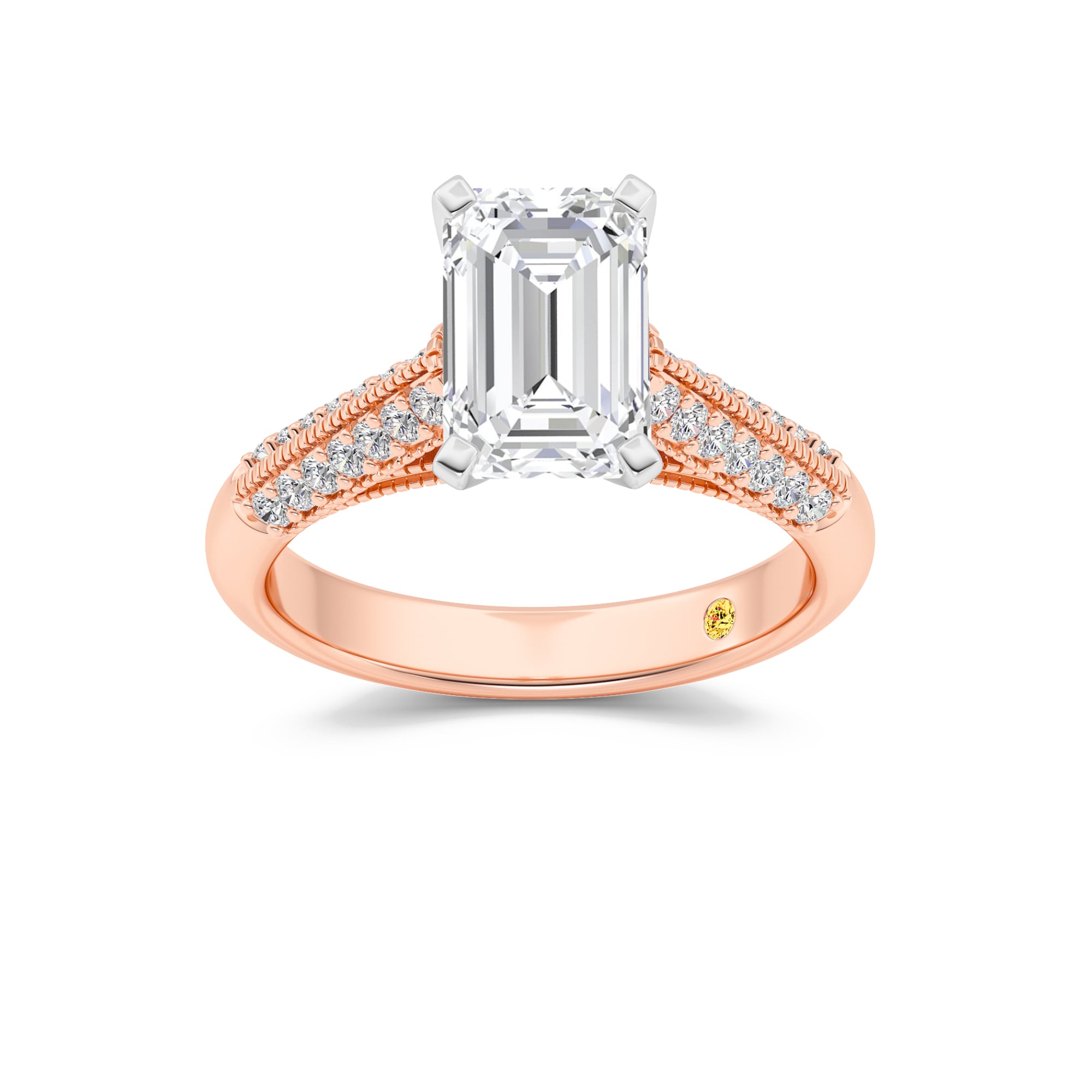 Storm Knife Edged Cathedral Emerald Cut Lab Grown Diamond Engagement Ring