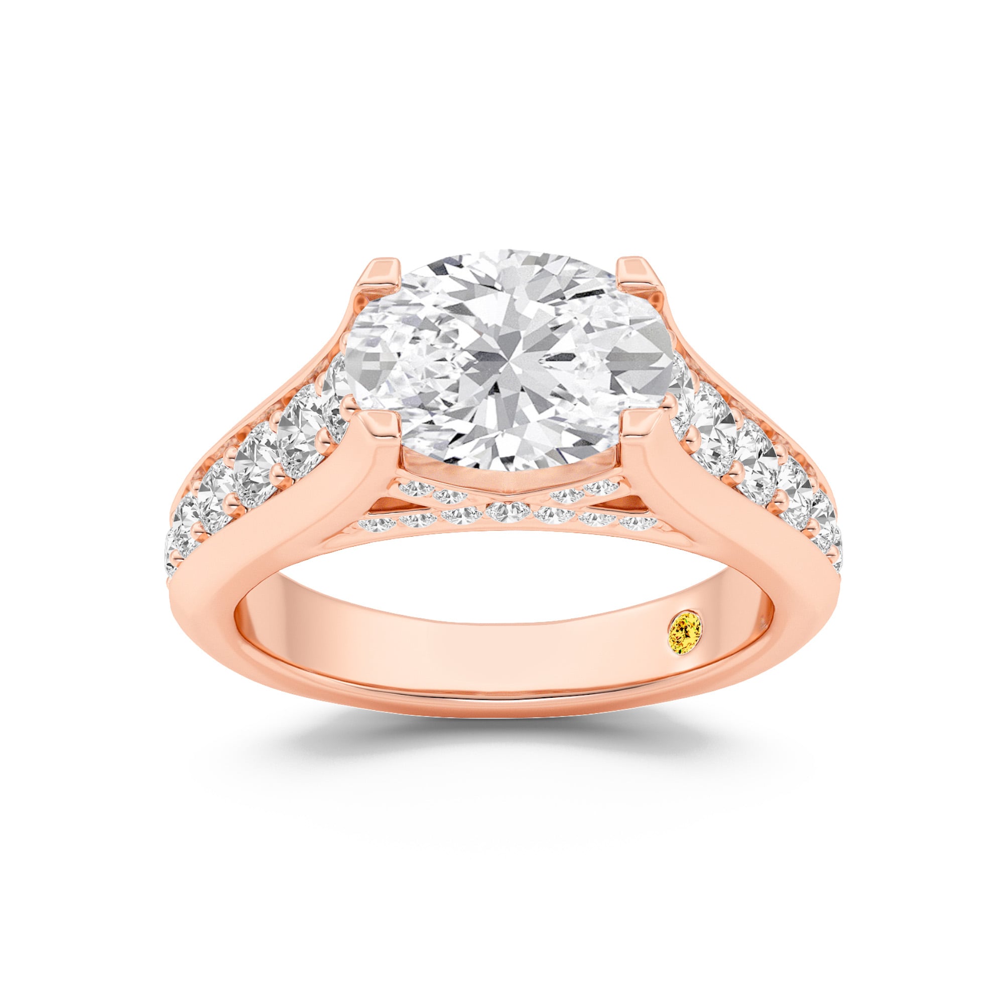Astra Graduated Pavé Set Oval Lab Grown Diamond Engagement Ring
