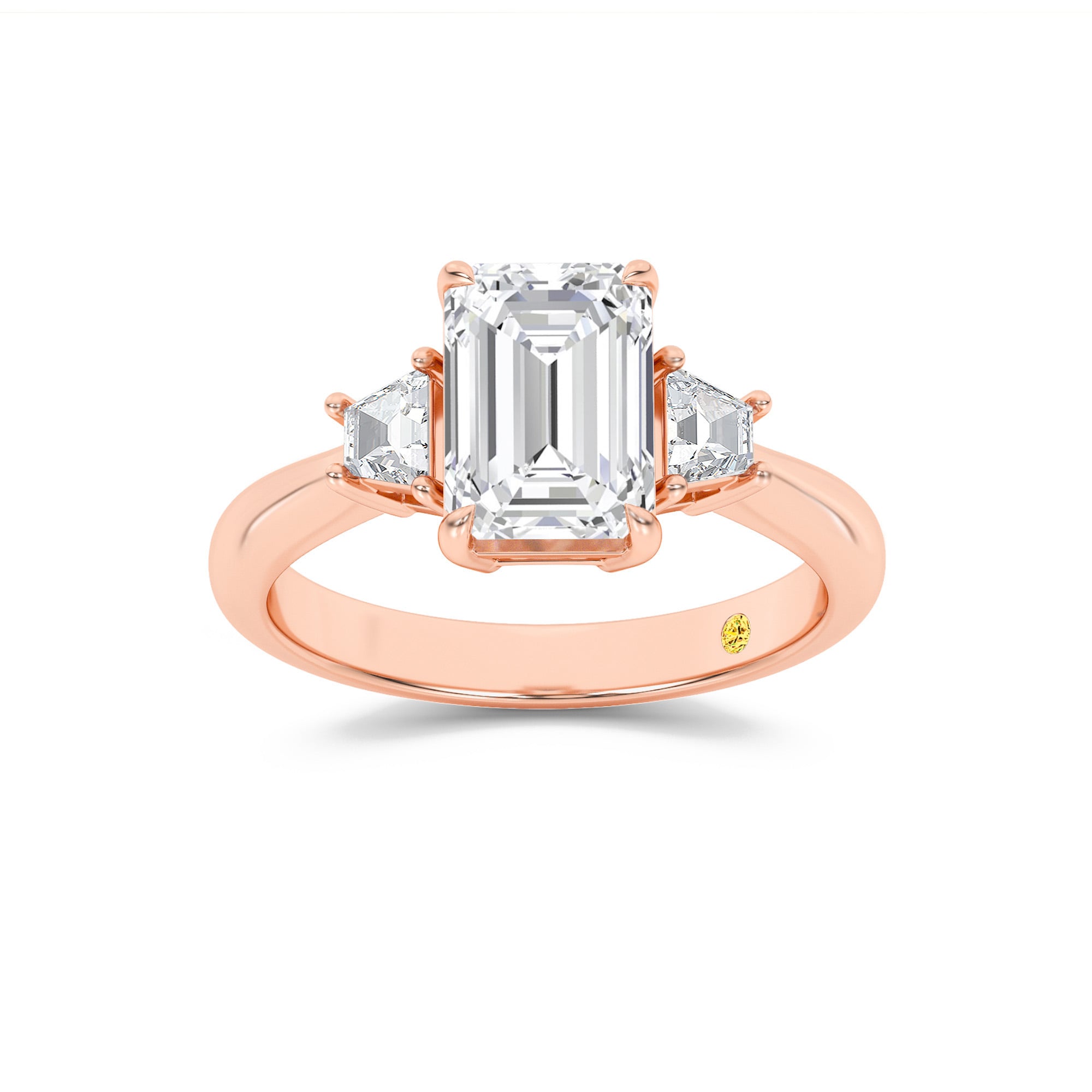 Nova Three Stone Emerald Cut Lab Grown Diamond Engagement Ring