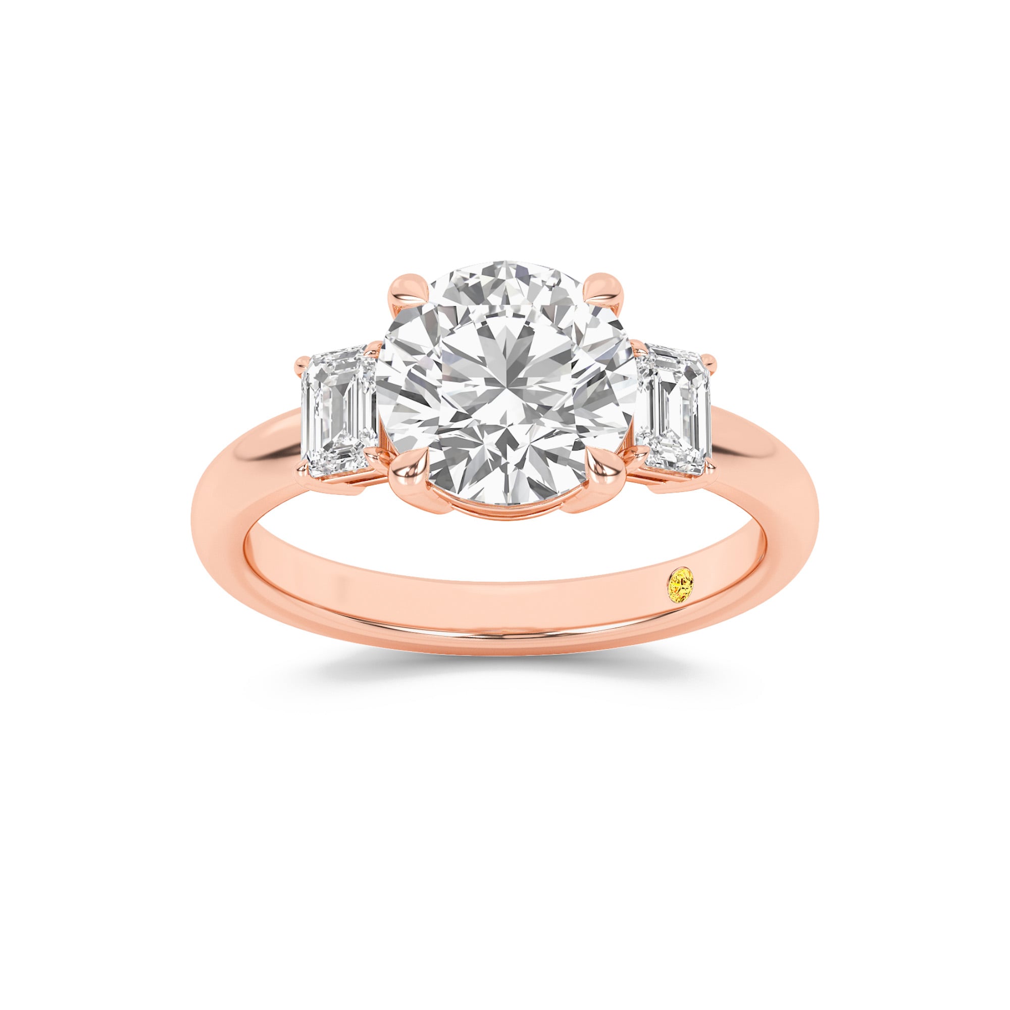 Moonbeam Three Stone Round Lab Grown Diamond Engagement Ring