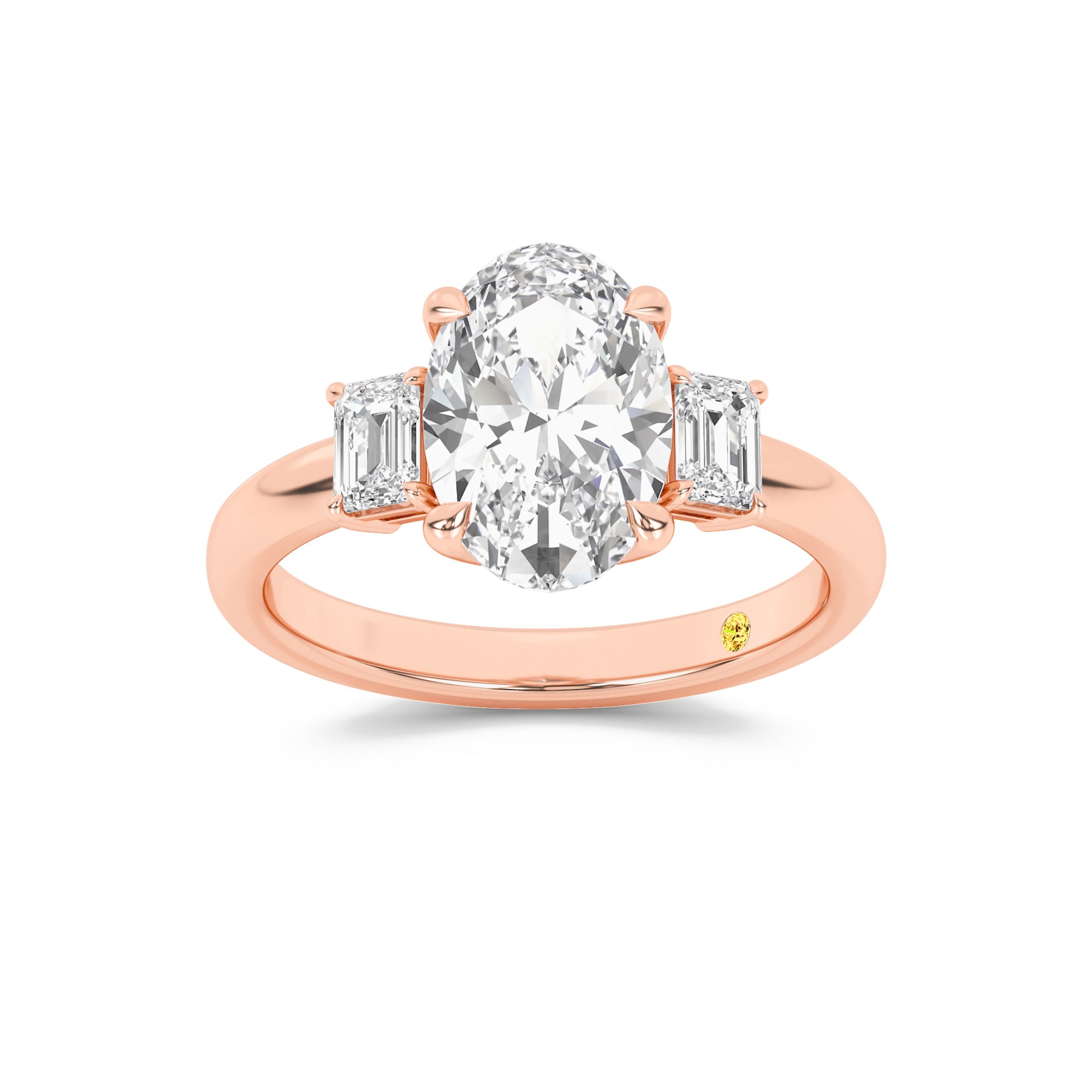 Moonbeam Three Stone Oval Lab Grown Diamond Engagement Ring